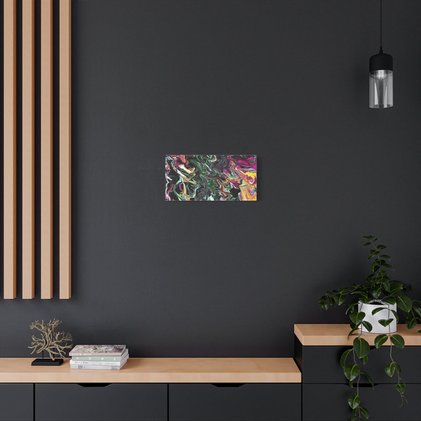 chaos in the garden - Abstract Fluid Art Matte Canvas Print - Colorful Swirl Wall Art