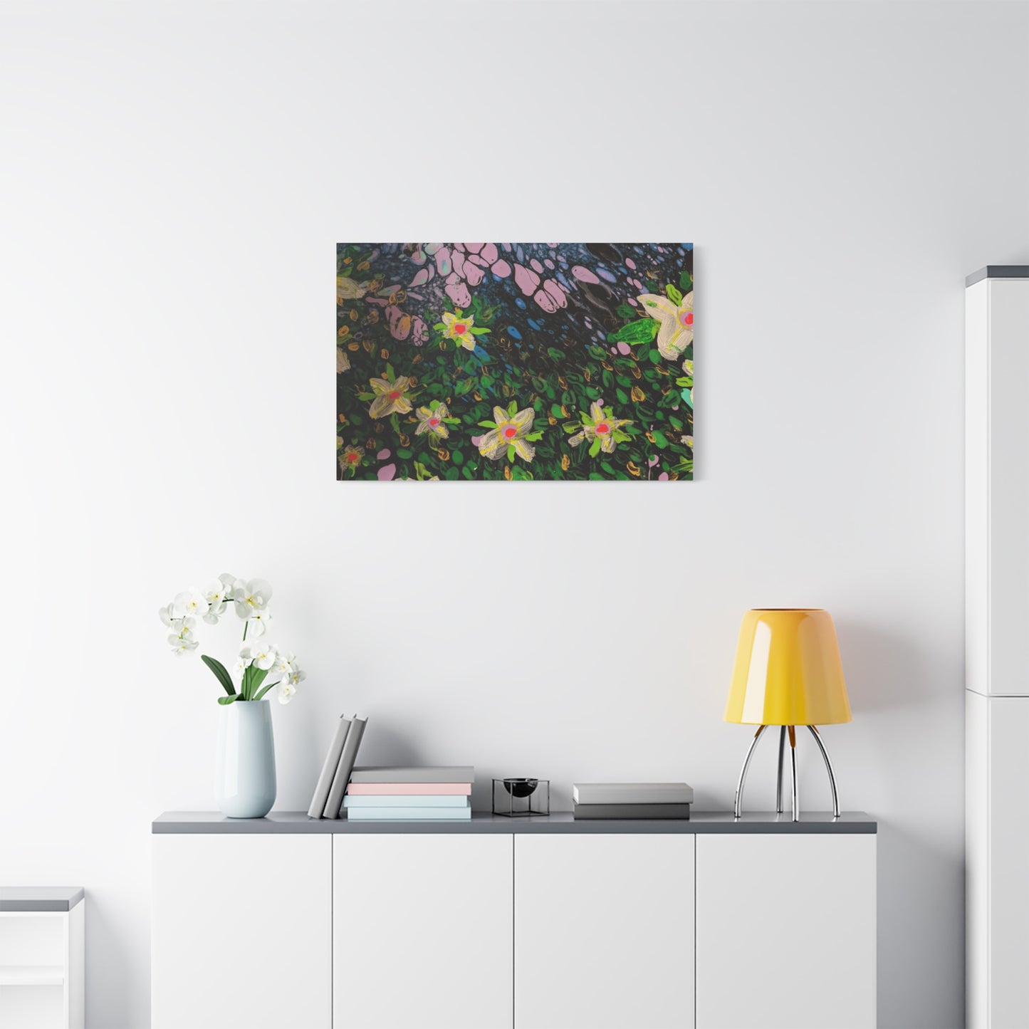 Floetrol&Flowers - Night Pour Garden Matte Canvas Print — Stretched Wall Art