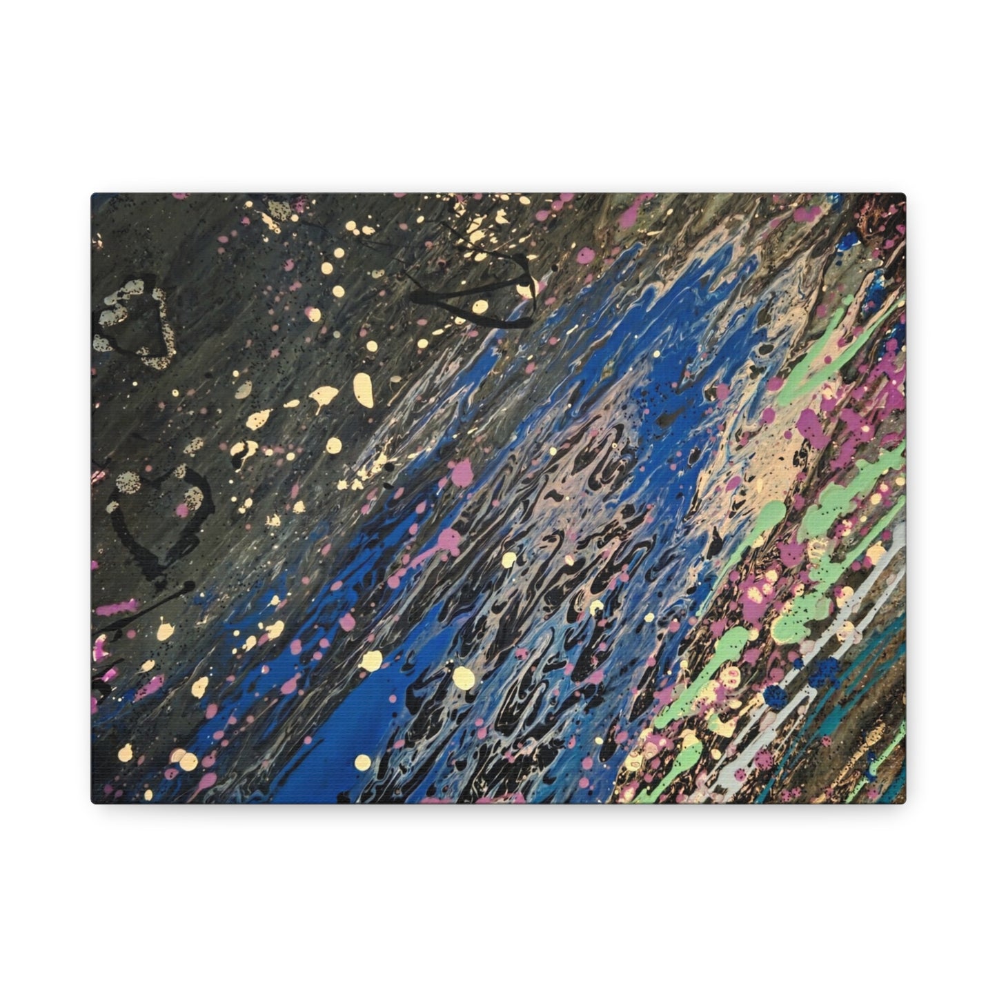 Abstract Splatter Matte Canvas Print — Colorful Fluid Art Wall Decor, Stretched 1.25"