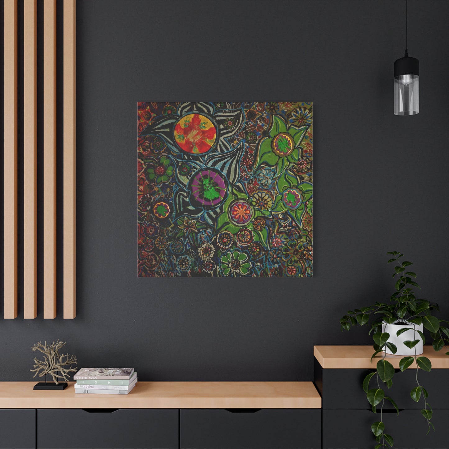 Urban_gardening-03 - Psychedelic Floral Canvas Print — Vibrant Abstract Garden Wall Art