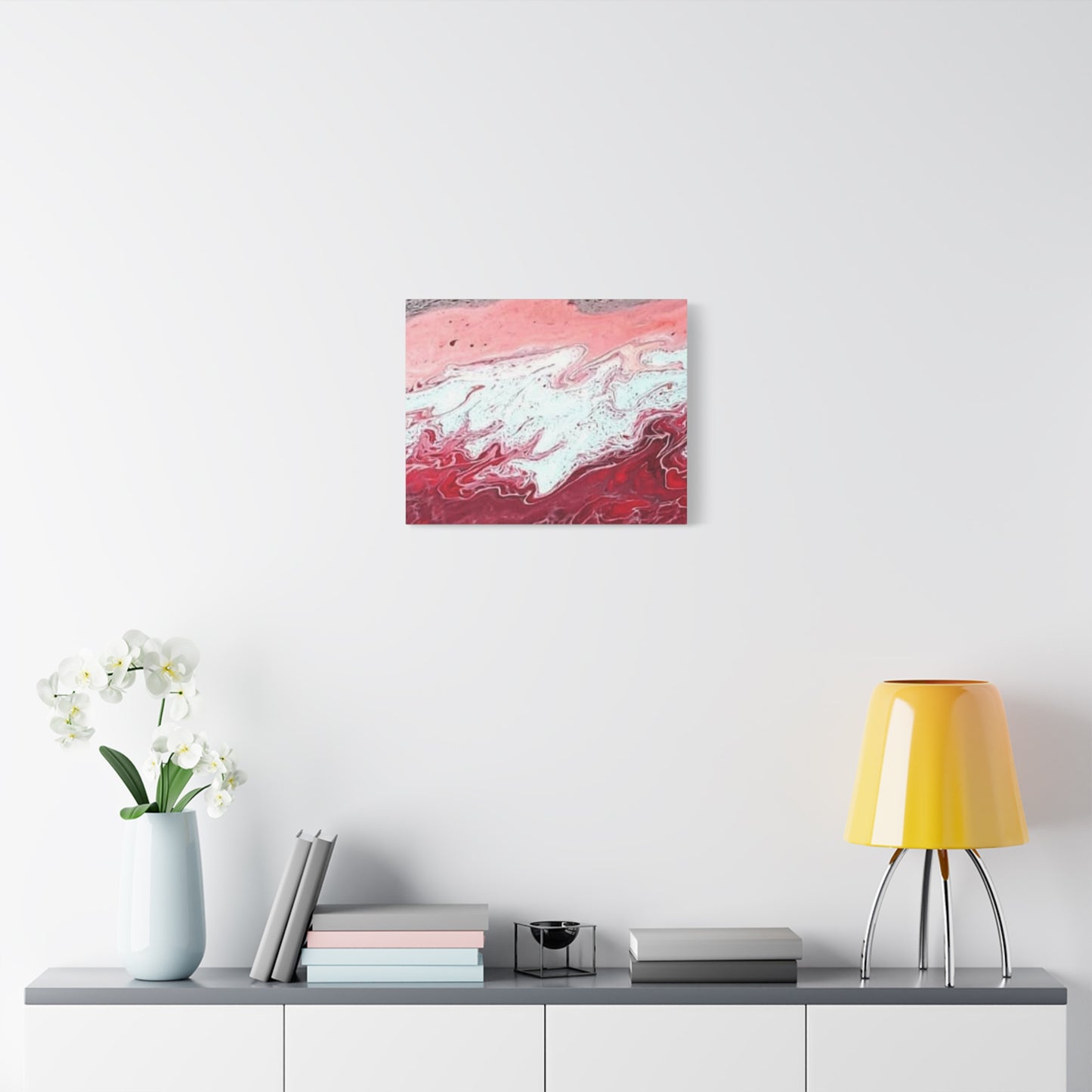 Abstract Pink & Red Fluid Art Canvas — Matte Stretched Wall Art
