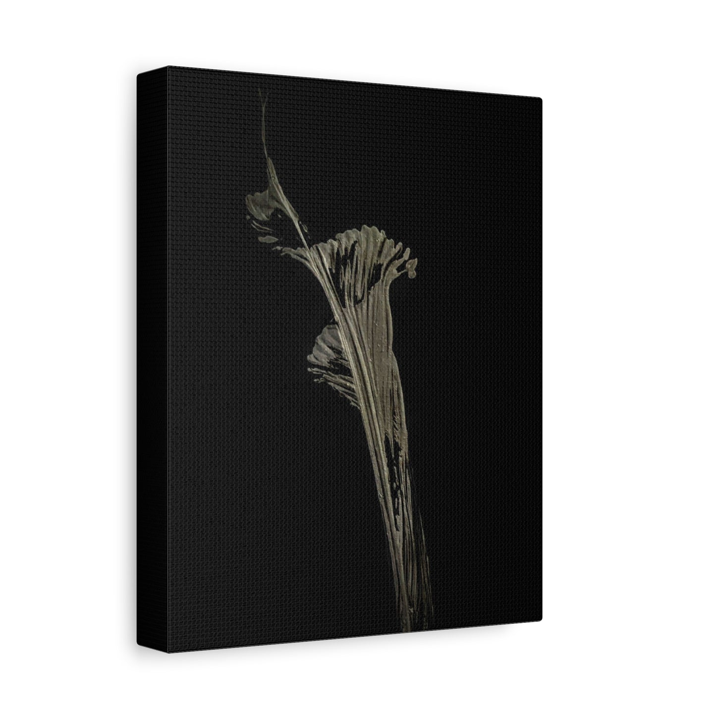Calla Lilly - Minimalist Botanical Canvas Print — Monochrome Flower Art on Black Matte
