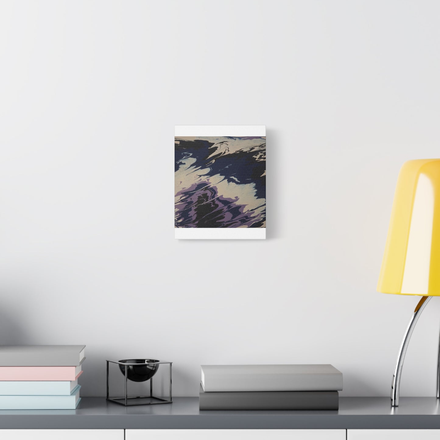 Abstract Navy & Lavender Wave Matte Stretched Canvas (1.25")