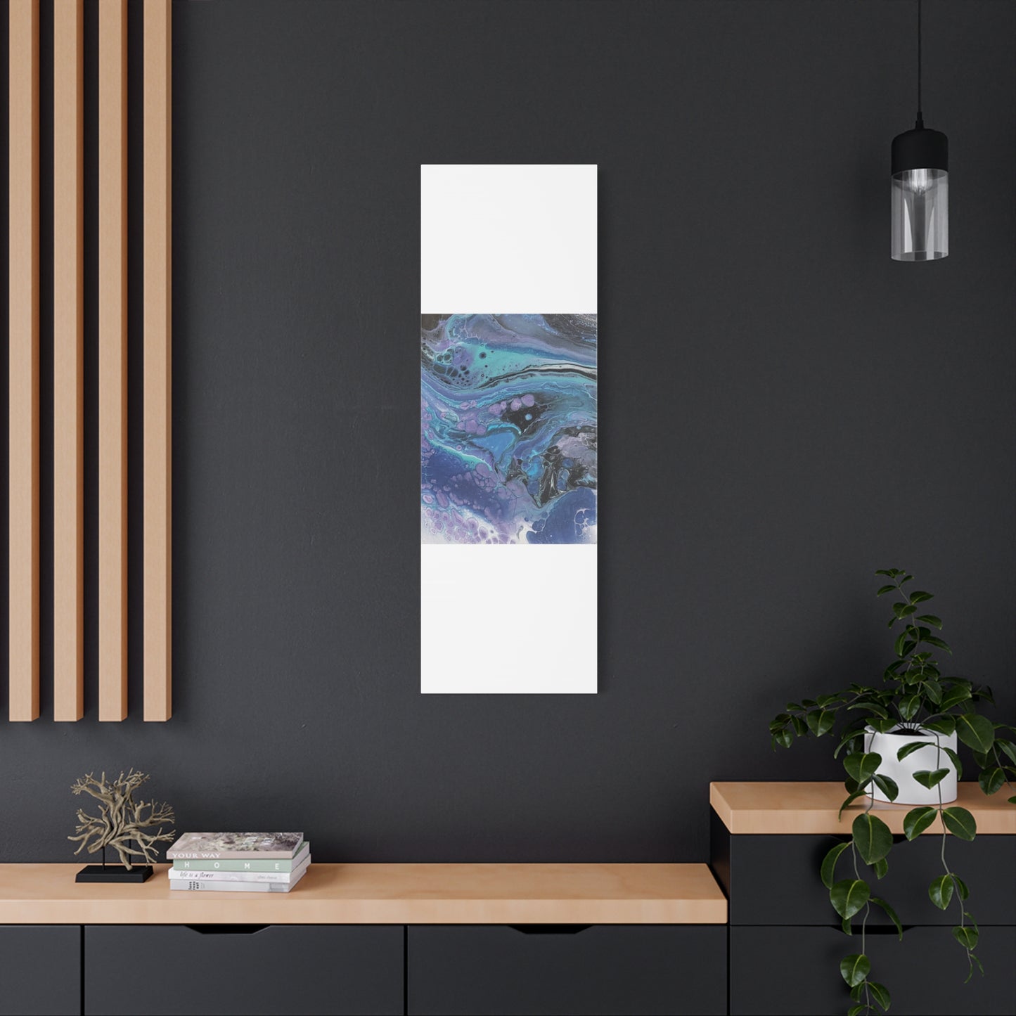 Abstract Ocean Wave Matte Canvas Print — Blue & Purple Fluid Art, Stretched 1.25"
