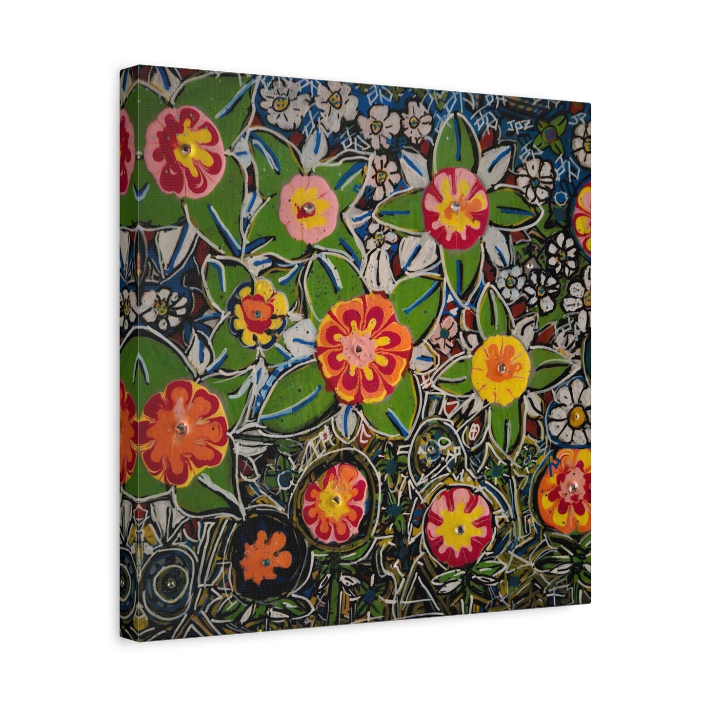 Urban_gardening-04 - Floral Pop Matte Stretched Canvas – Colorful Hand-Painted Garden Wall Art