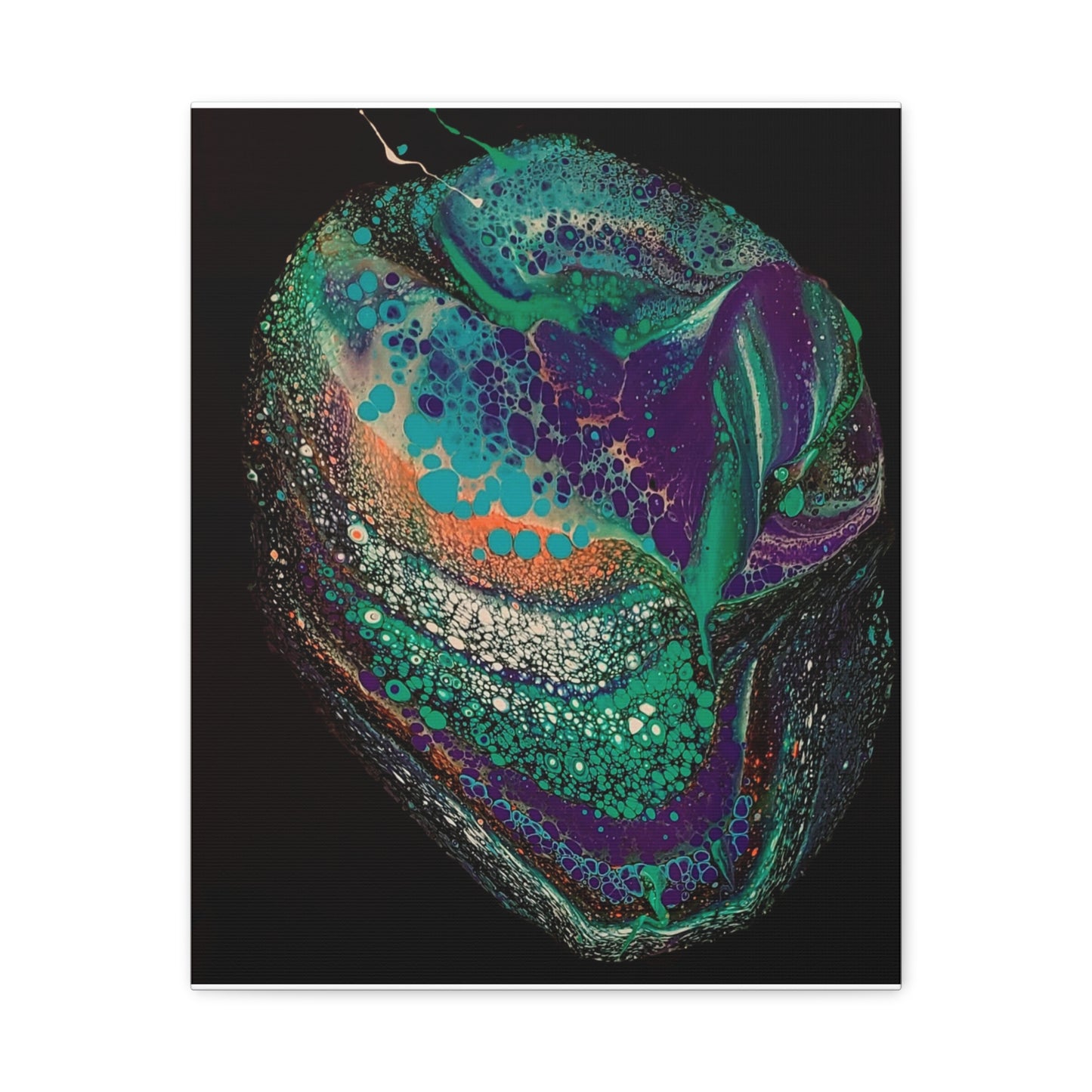 Abstract Fluid Art Canvas Print — Teal, Purple & Gold Swirl Matte Stretched Wall Art