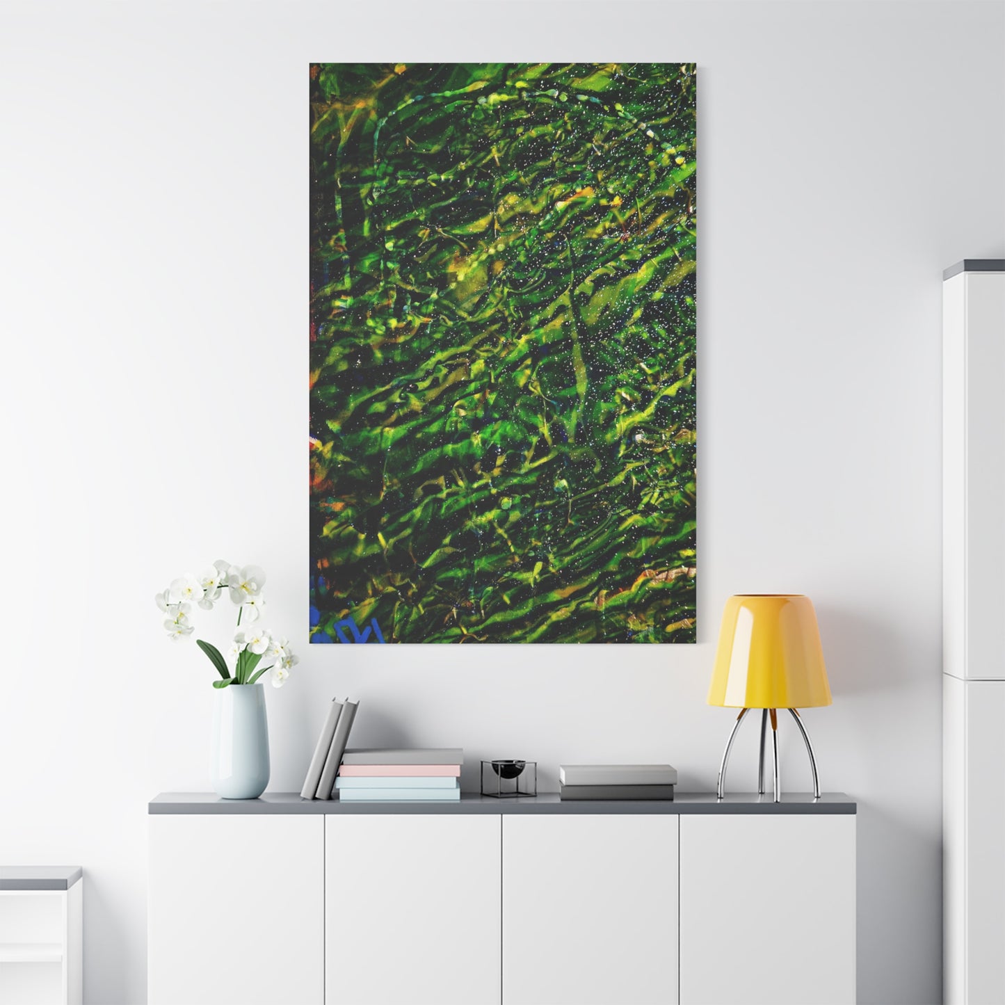 Confessions - Abstract Green Texture Canvas - Matte Stretched Wall Art
