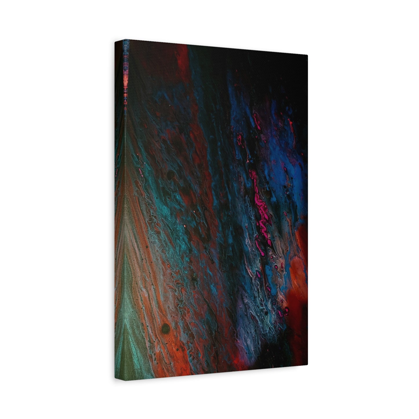 Abstract Fluid Art Canvas Wall Art - Jupiter pour — Vibrant Ocean Night Matte Stretched Canvas