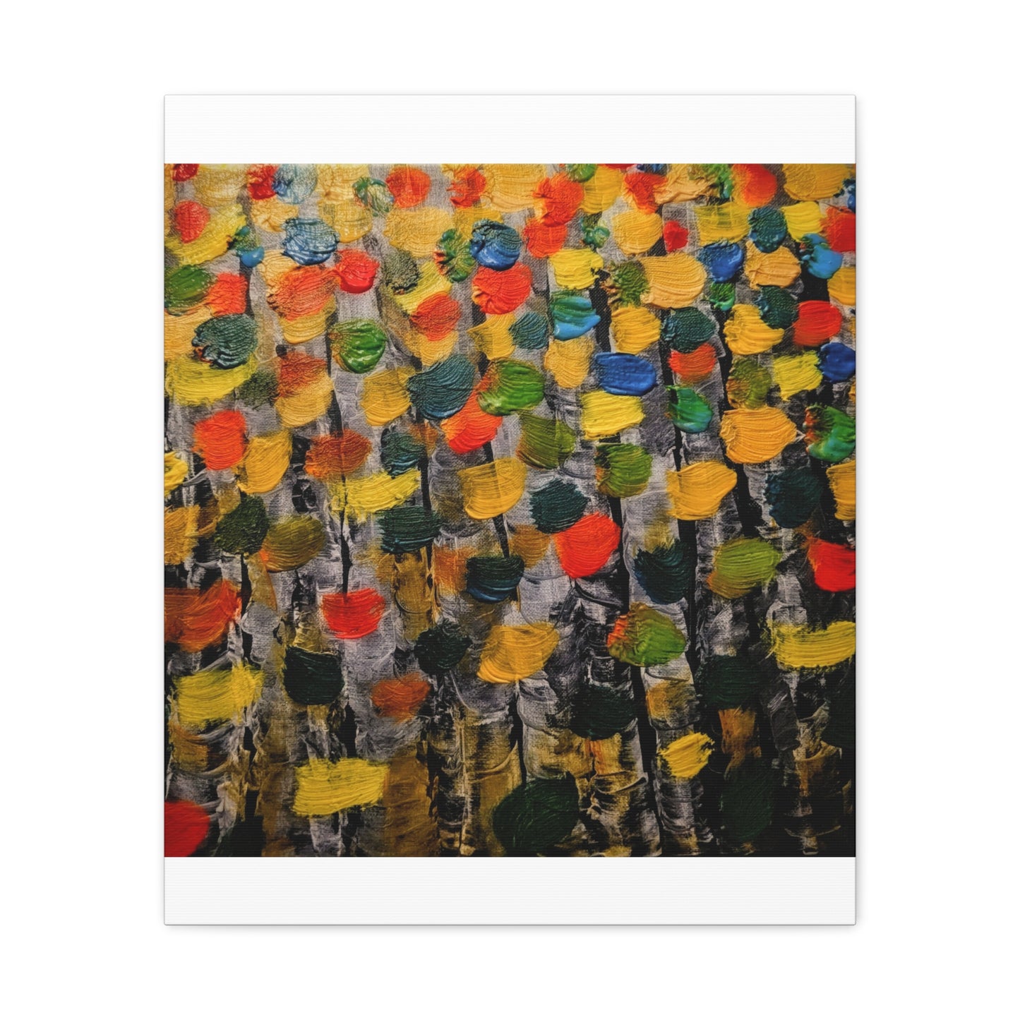 birch trees with color strokes - Abstract Color Bloom Matte Canvas Wall Art — Stretched 1.25"