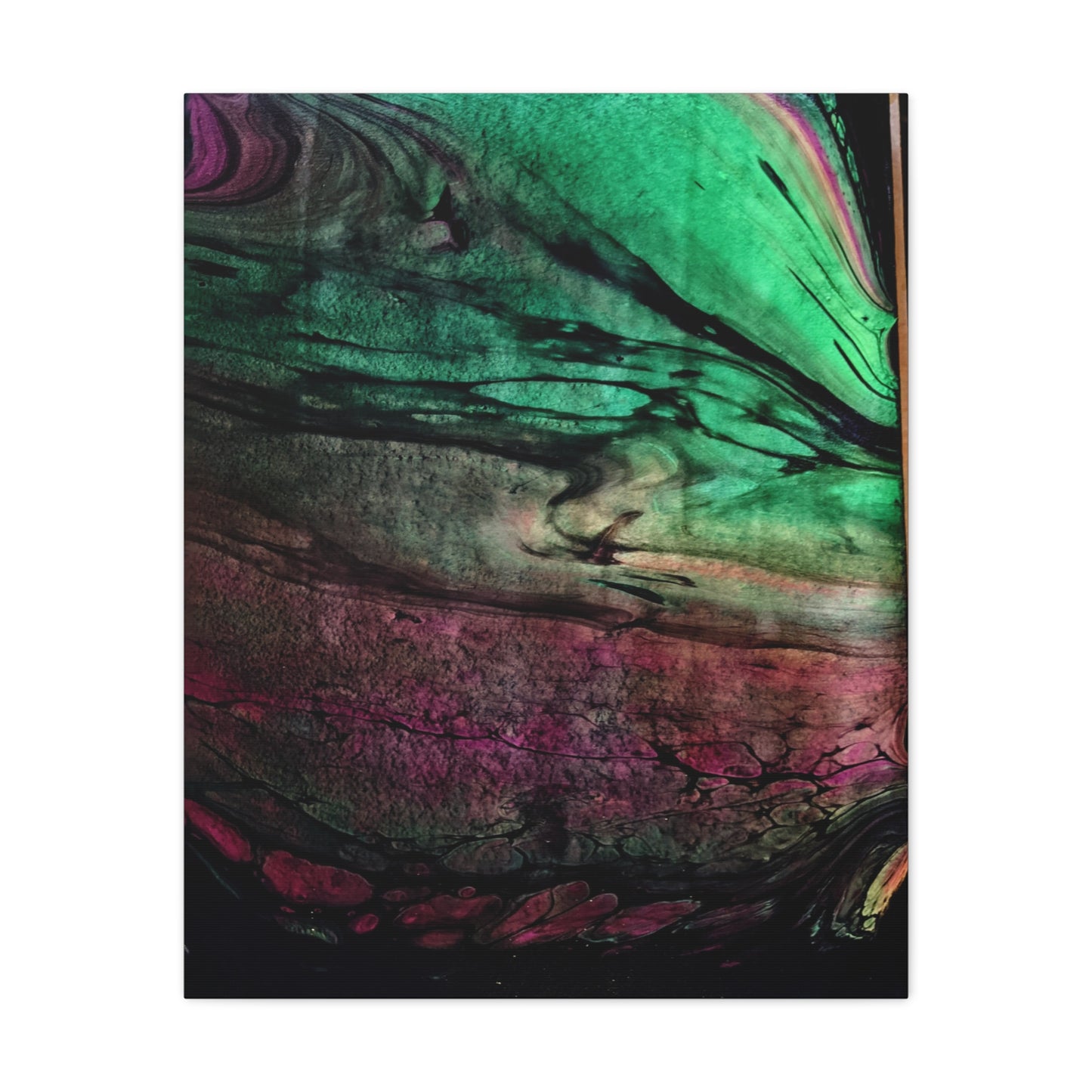 flame tempered pour - Abstract Teal & Magenta Canvas Wall Art — Matte Stretched 1.25"