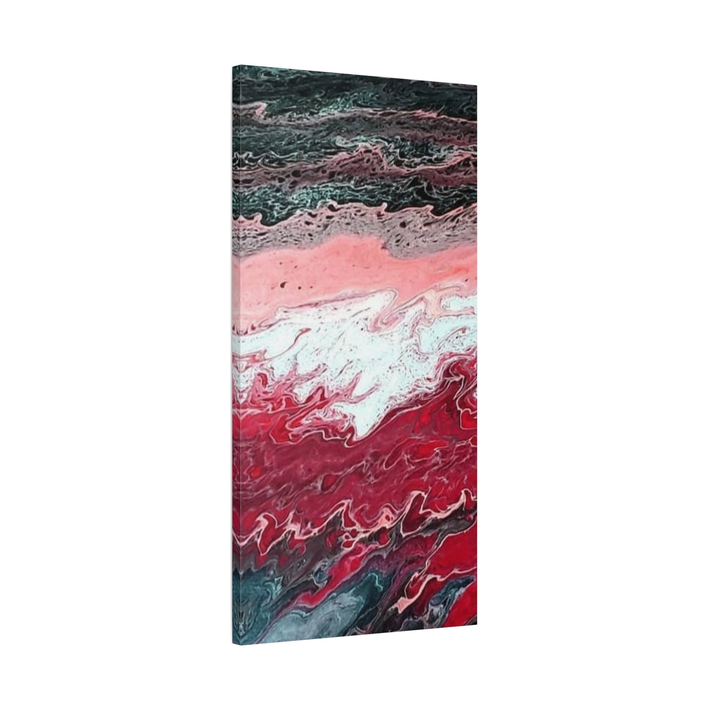 Abstract Pink & Red Fluid Art Canvas — Matte Stretched Wall Art