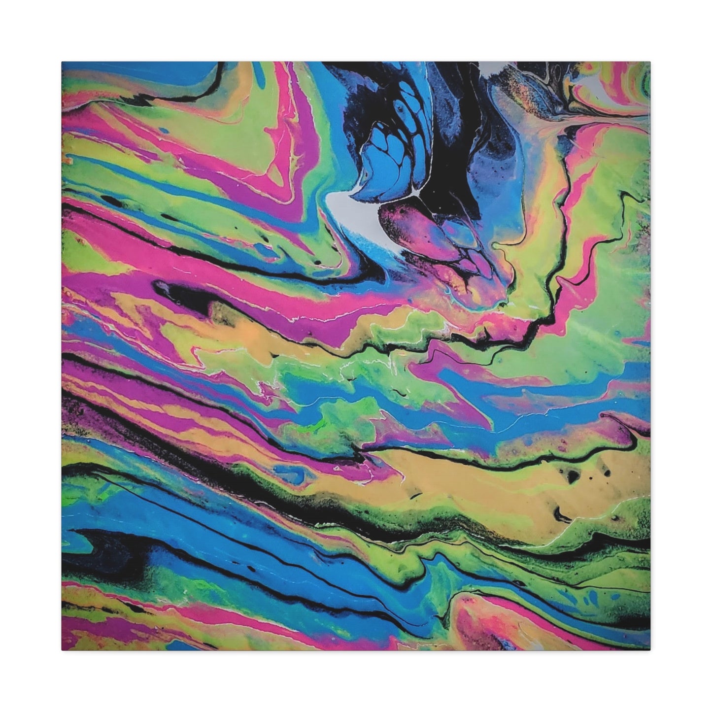 Abstract Neon Fluid Art Canvas Print — Vibrant Psychedelic Wall Decor