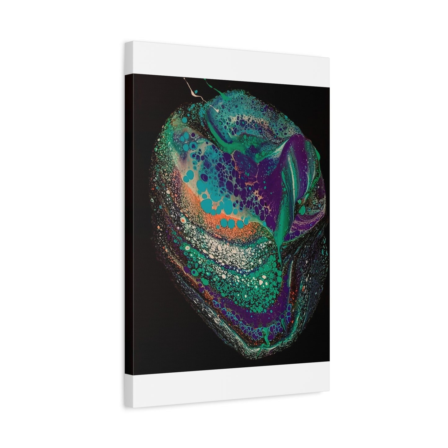 Abstract Fluid Art Canvas Print — Teal, Purple & Gold Swirl Matte Stretched Wall Art