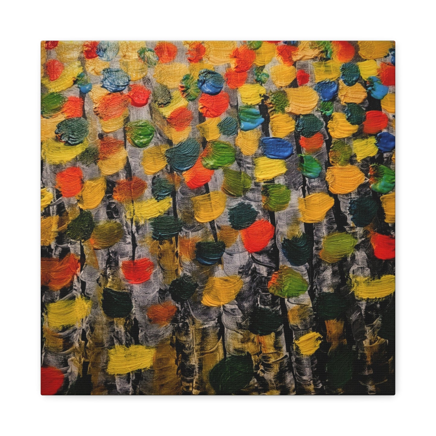 birch trees with color strokes - Abstract Color Bloom Matte Canvas Wall Art — Stretched 1.25"