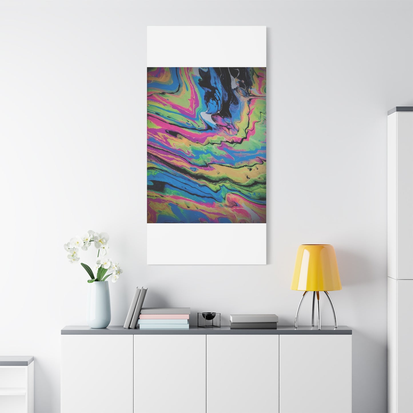 Abstract Neon Fluid Art Canvas Print — Vibrant Psychedelic Wall Decor