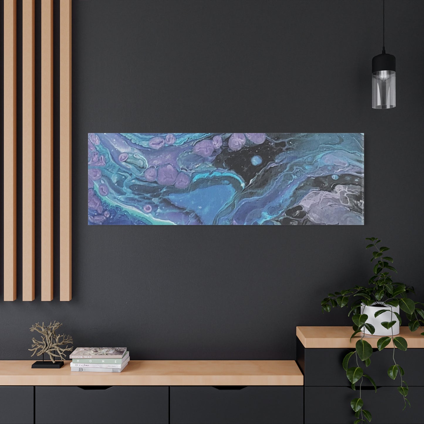 Abstract Ocean Wave Matte Canvas Print — Blue & Purple Fluid Art, Stretched 1.25"