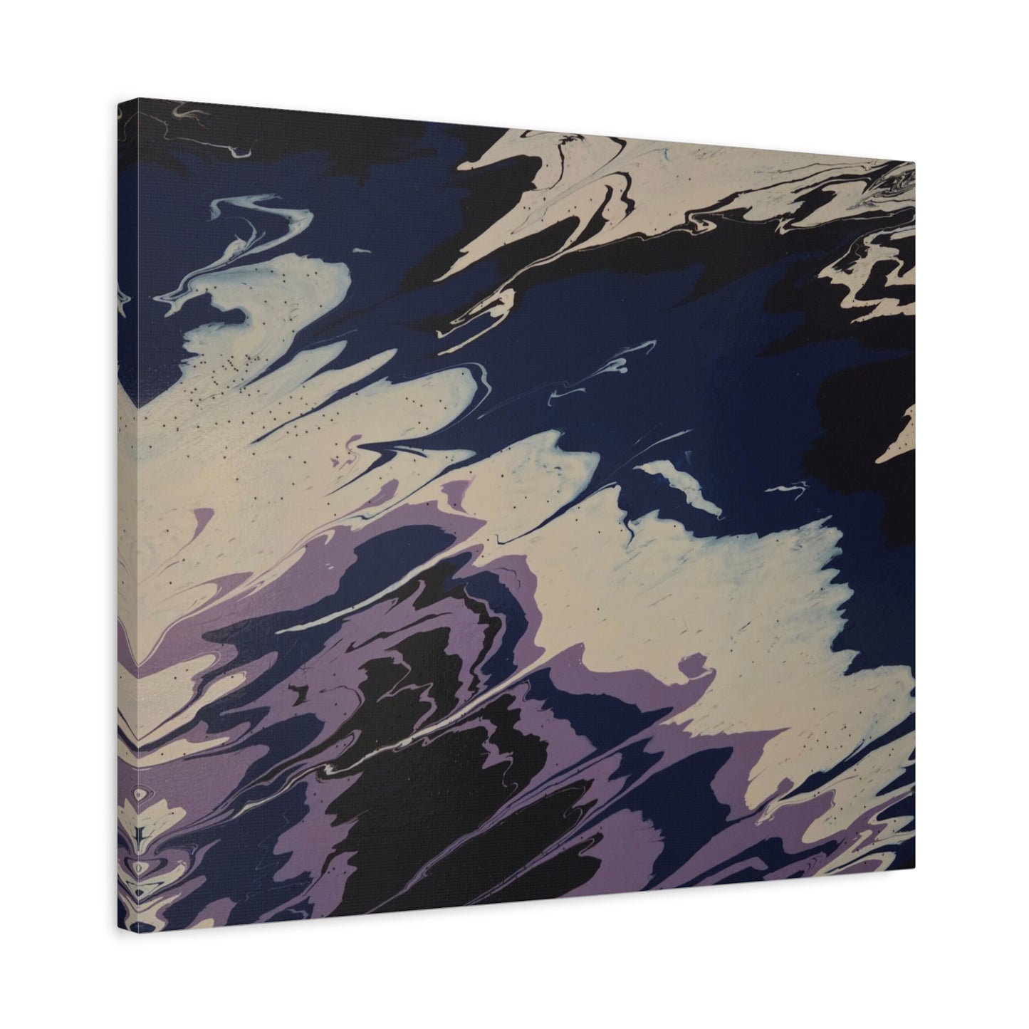 Abstract Navy & Lavender Wave Matte Stretched Canvas (1.25")