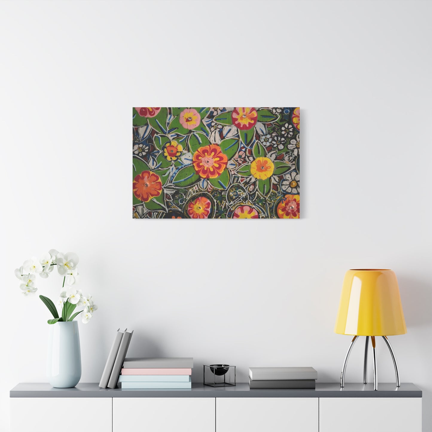 Urban_gardening-04 - Floral Pop Matte Stretched Canvas – Colorful Hand-Painted Garden Wall Art