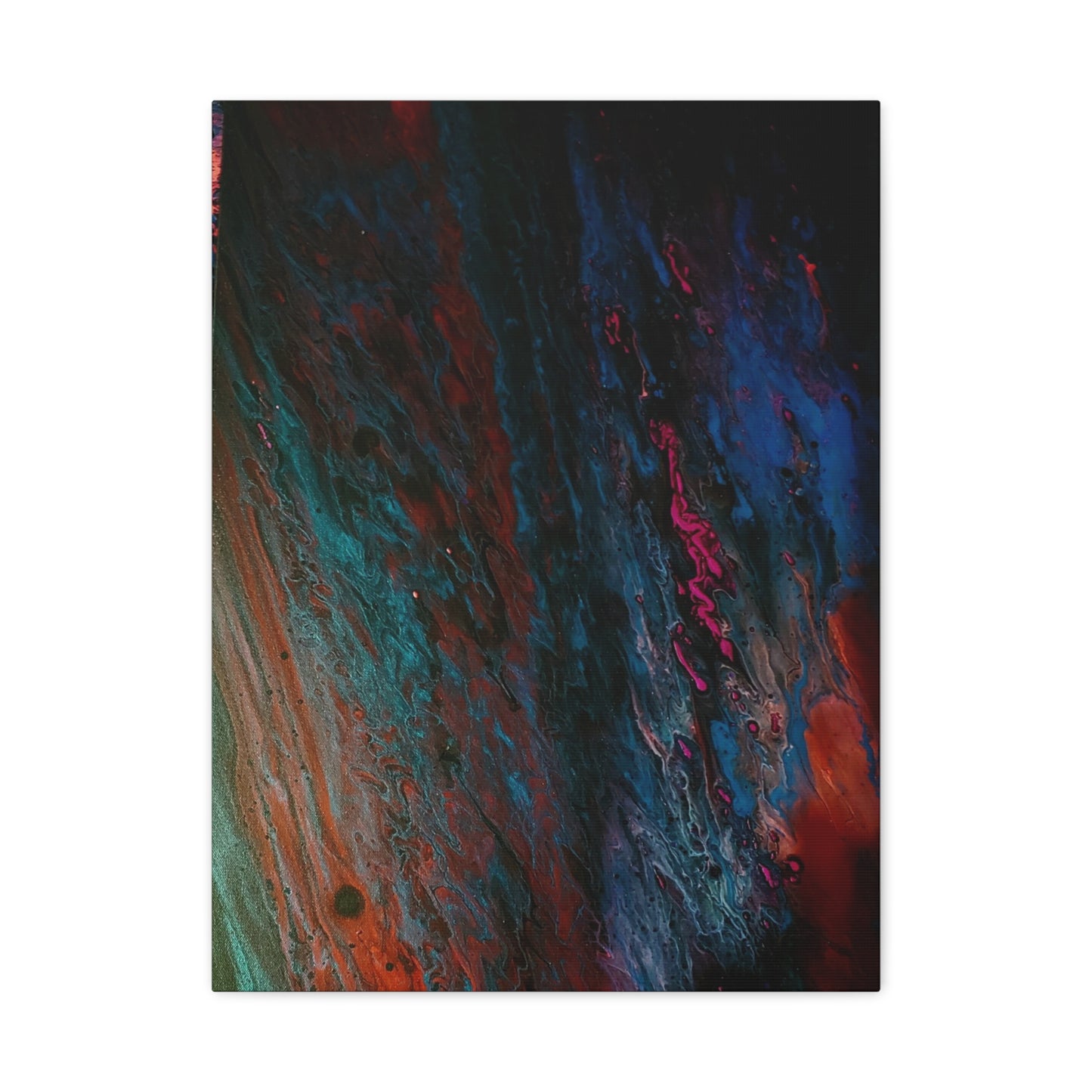 Abstract Fluid Art Canvas Wall Art - Jupiter pour — Vibrant Ocean Night Matte Stretched Canvas