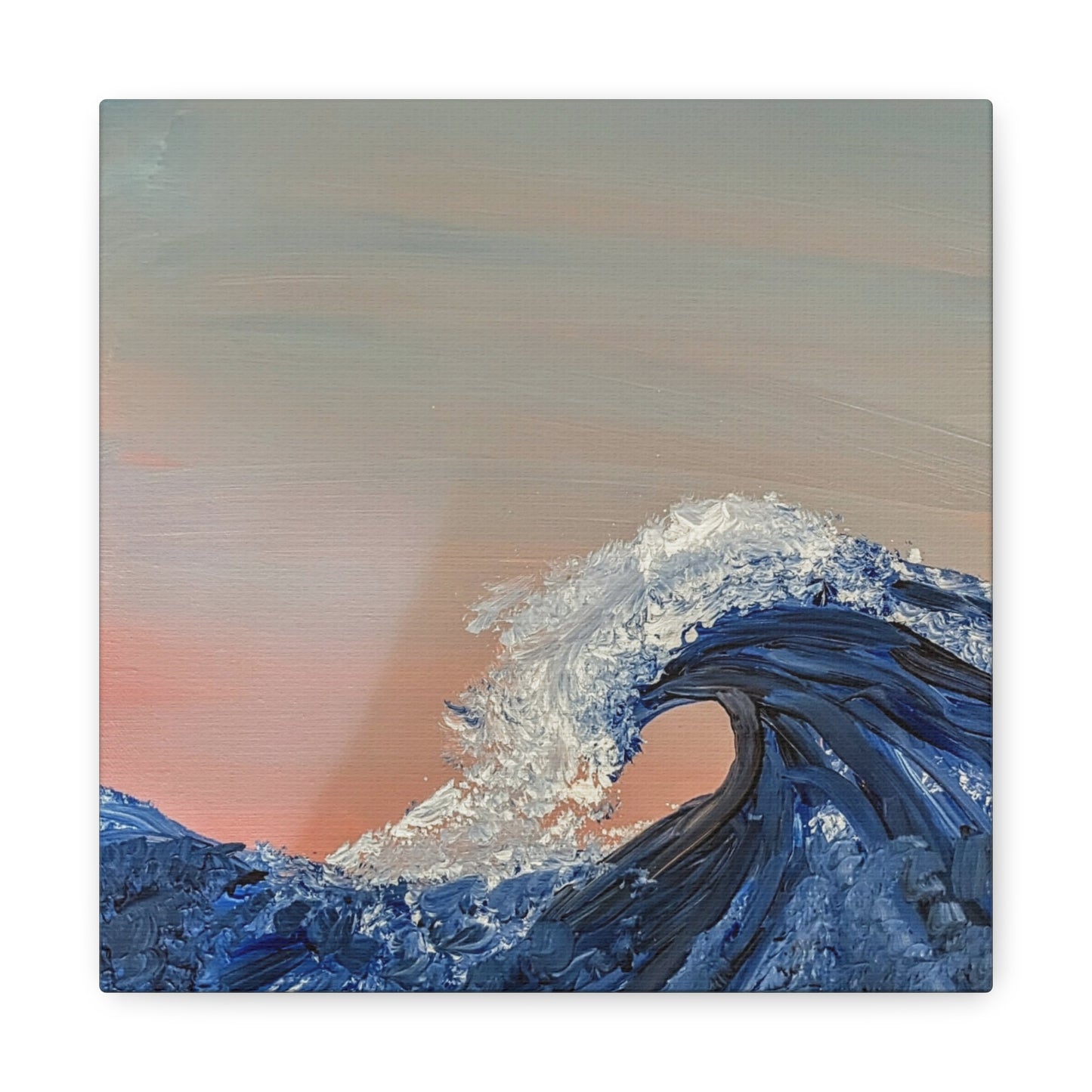 California_Coast - Ocean Wave Canvas Art — Blue Wave Seascape Matte Stretched Canvas