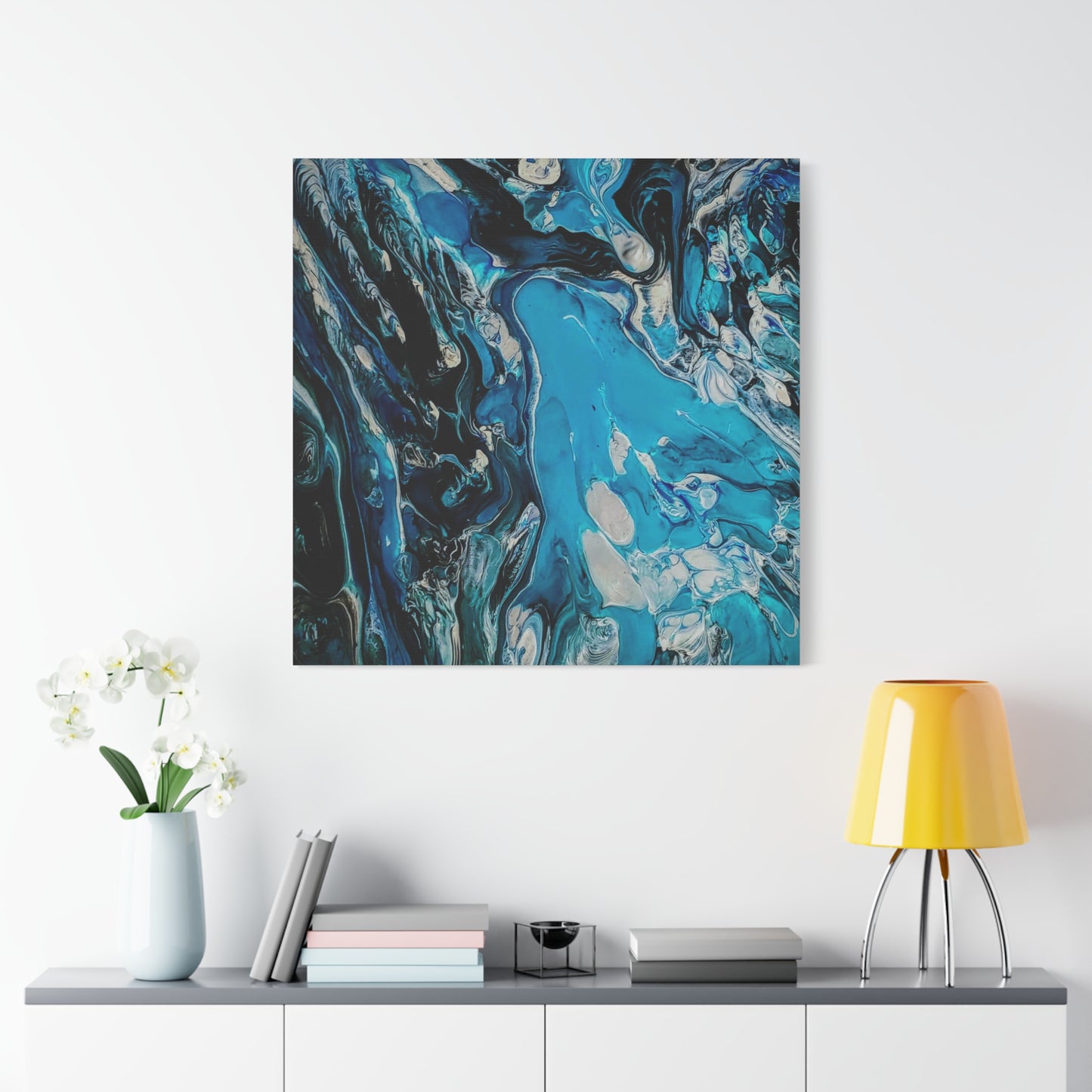 Blue Ocean Abstract Matte Canvas Print — Stretched Wall Art