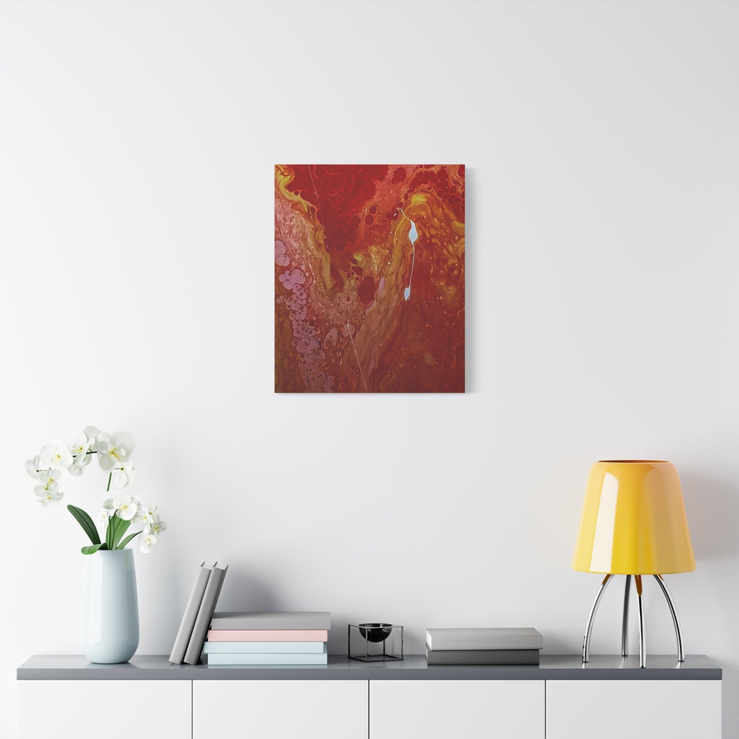 Abstract Red Fluid Art Canvas Print — Matte Stretched Wall Art
