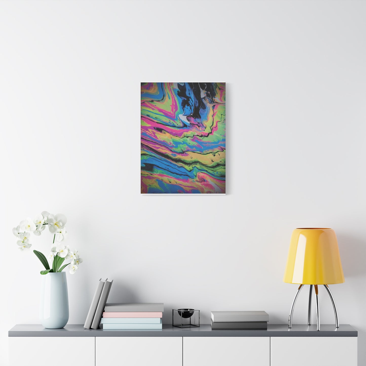 Abstract Neon Fluid Art Canvas Print — Vibrant Psychedelic Wall Decor