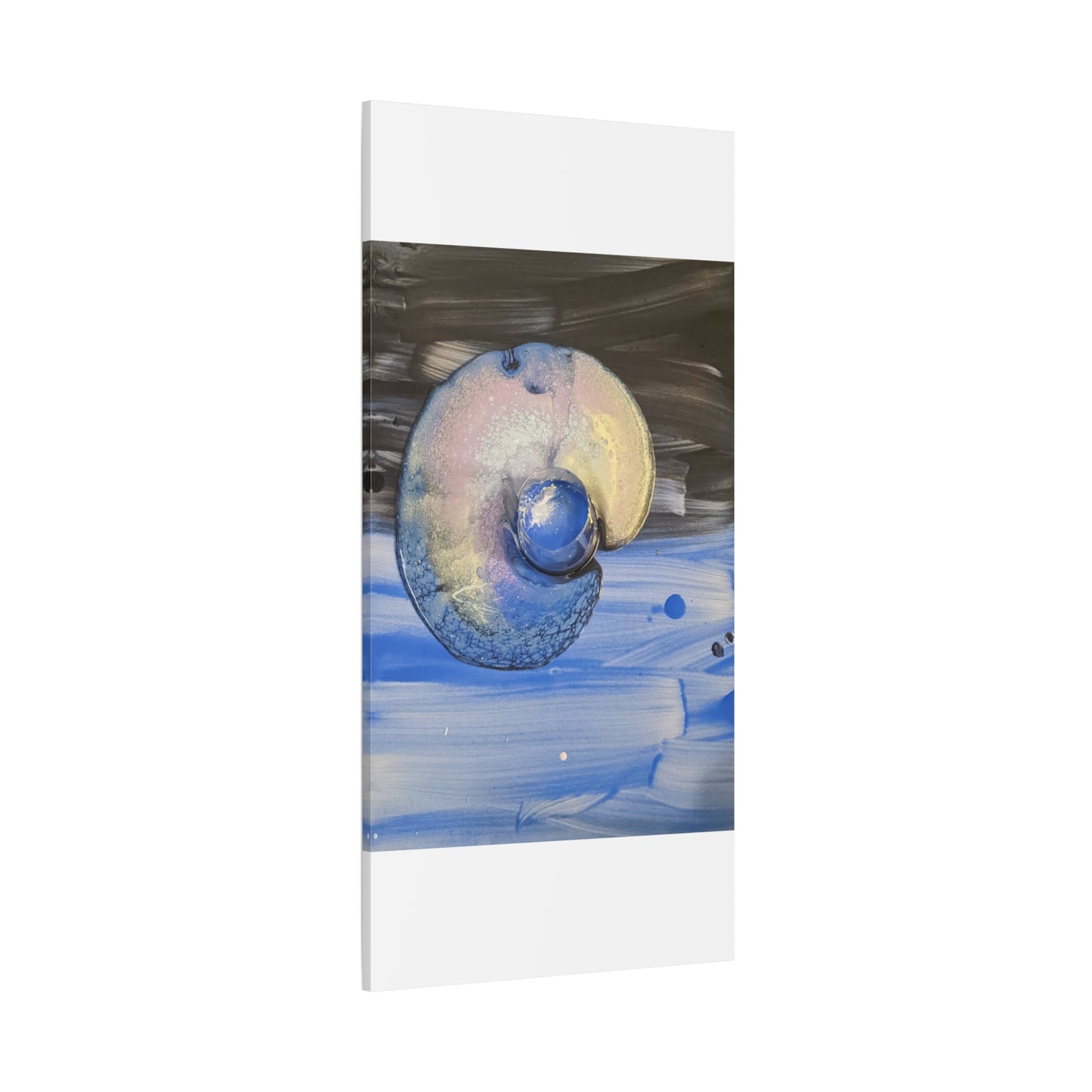 the nautilus - Abstract Blue Spiral Matte Canvas Art - Nautical Coastal Wall Decor