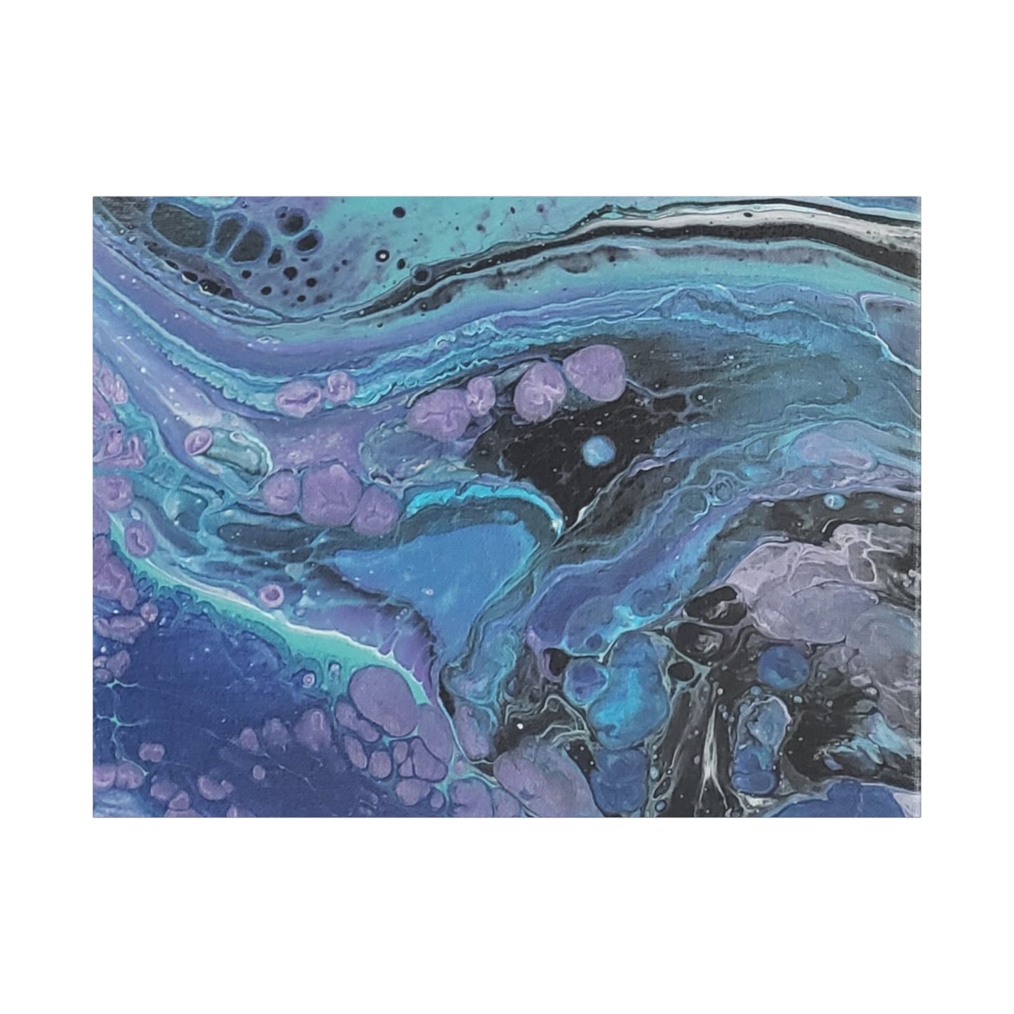 Abstract Ocean Wave Matte Canvas Print — Blue & Purple Fluid Art, Stretched 1.25"