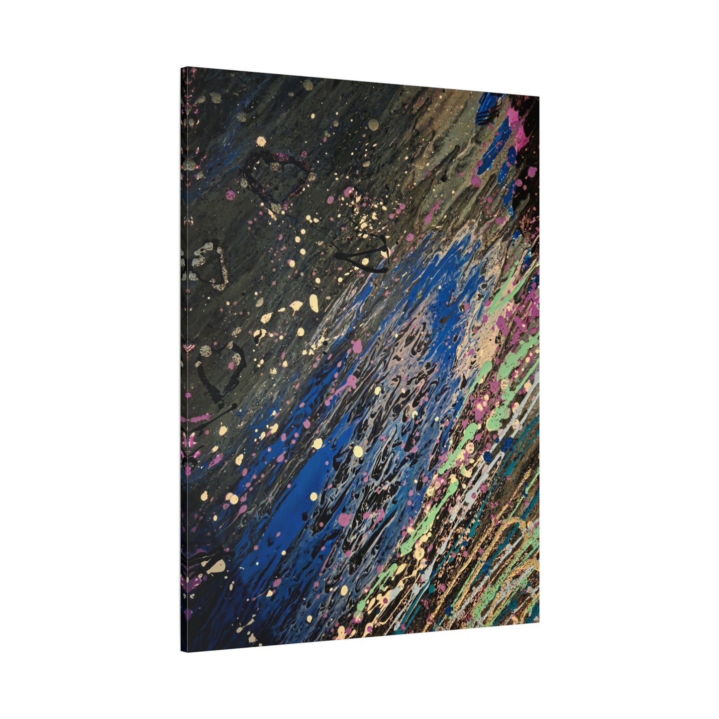 Abstract Splatter Matte Canvas Print — Colorful Fluid Art Wall Decor, Stretched 1.25"