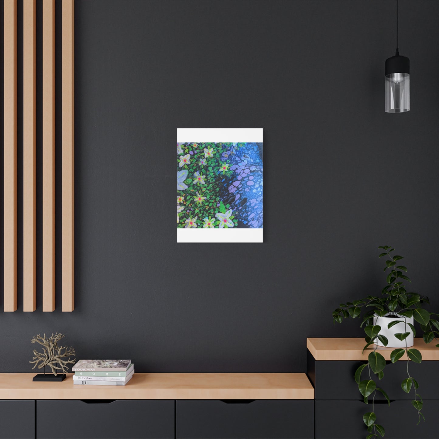 Floetrol&Flowers -  Reef Matte Canvas Wall Art — Blue & Green Abstract Flower Painting
