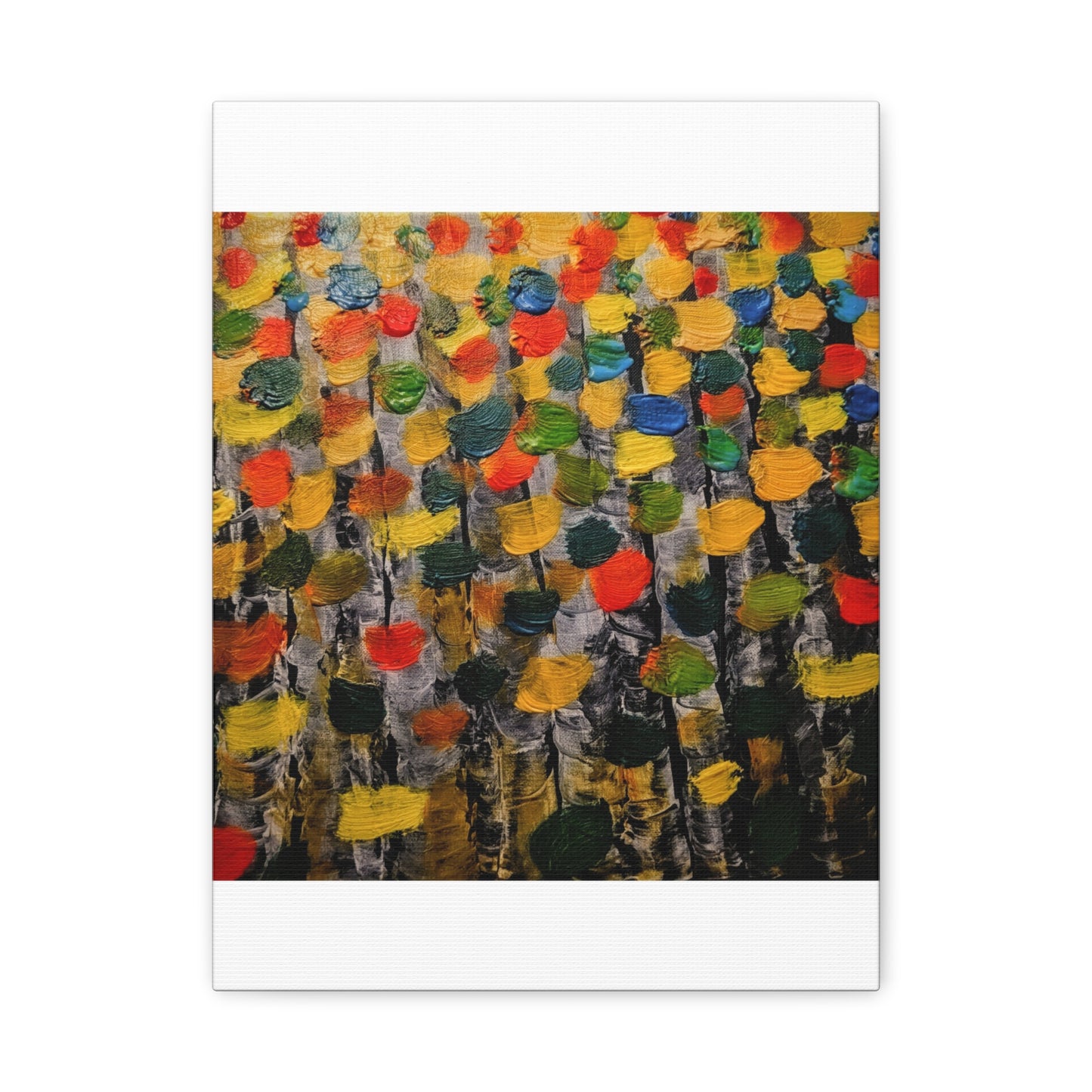 birch trees with color strokes - Abstract Color Bloom Matte Canvas Wall Art — Stretched 1.25"