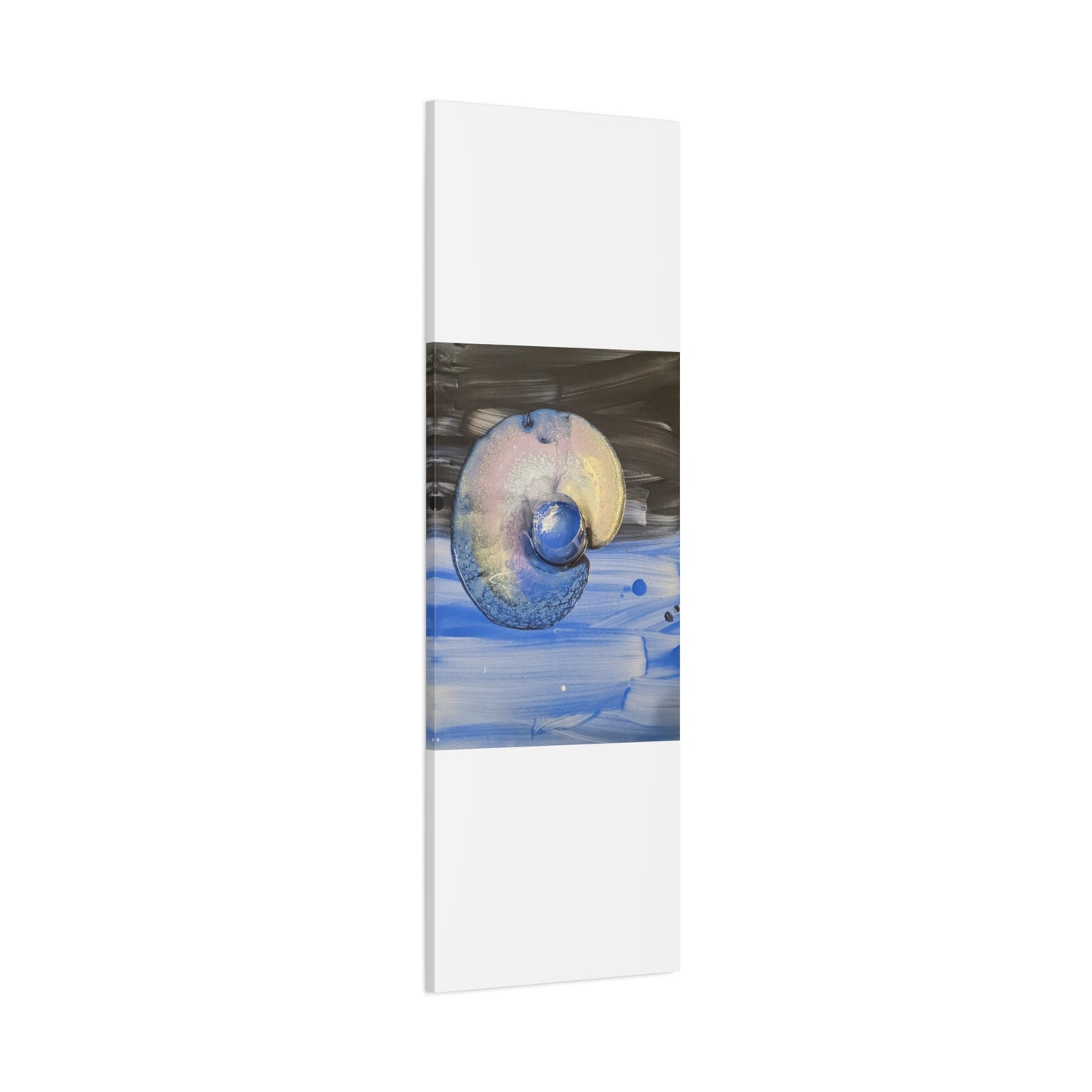 the nautilus - Abstract Blue Spiral Matte Canvas Art - Nautical Coastal Wall Decor