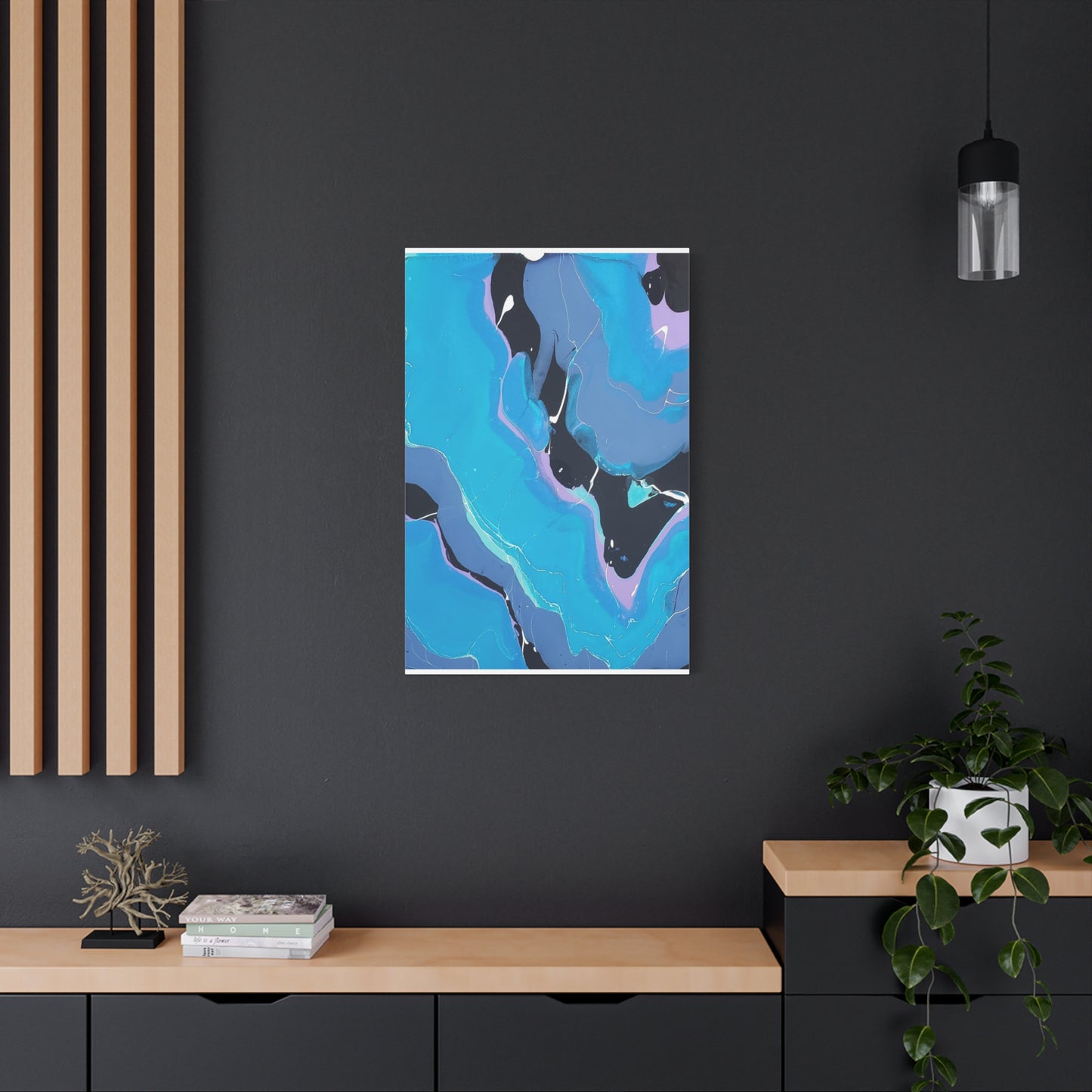 Abstract Blue Fluid Art Canvas Print — Matte Stretched Wall Art 1.25"