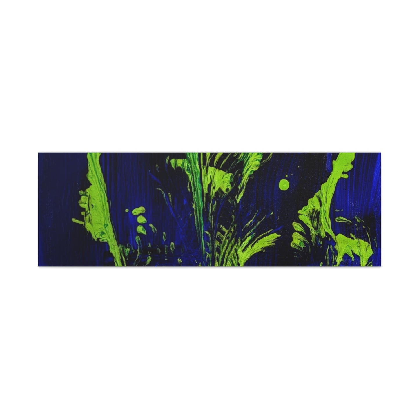 calla_lillies_pt.2 - Neon Floral Abstract Canvas Print — Blue & Lime Stretched Wall Art