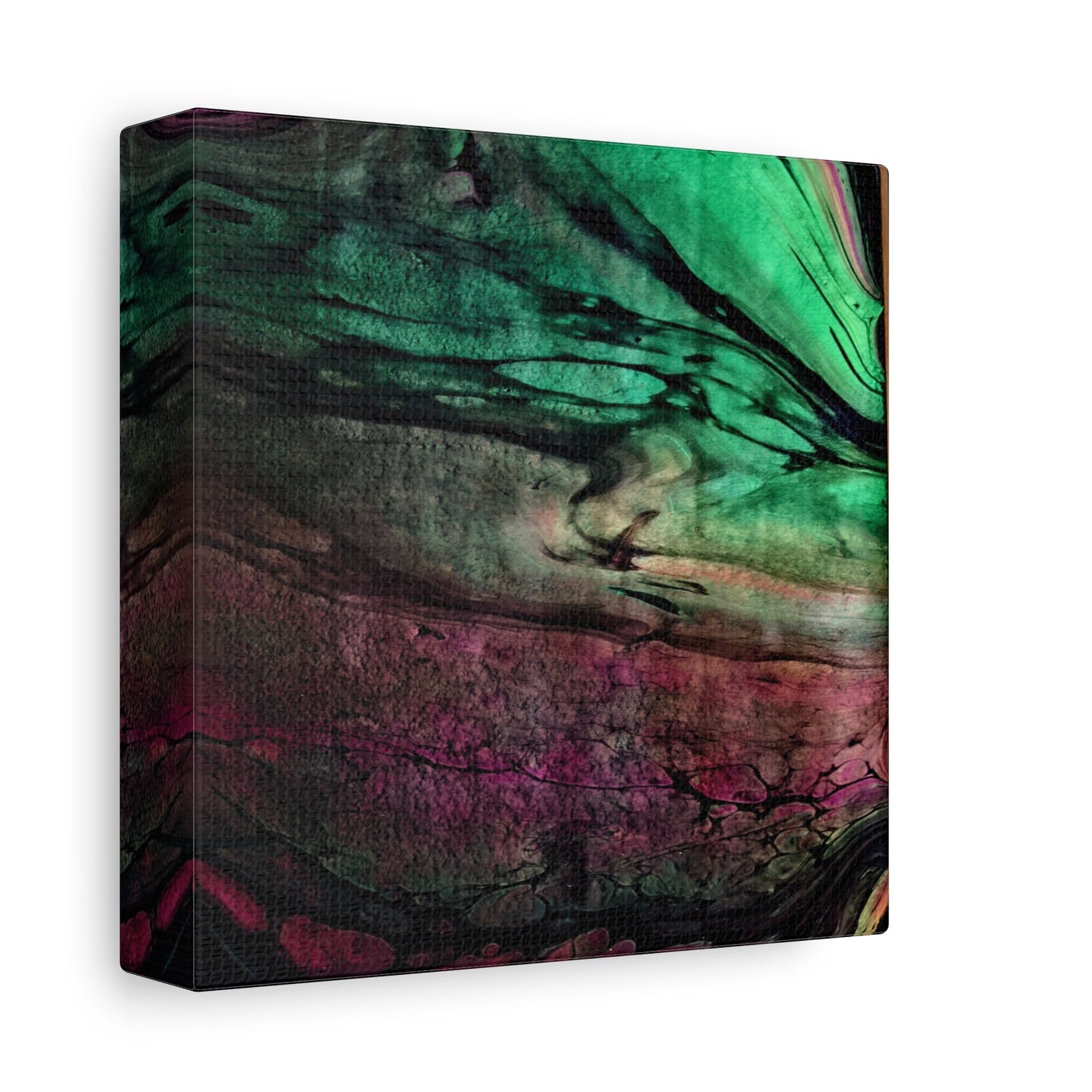 flame tempered pour - Abstract Teal & Magenta Canvas Wall Art — Matte Stretched 1.25"
