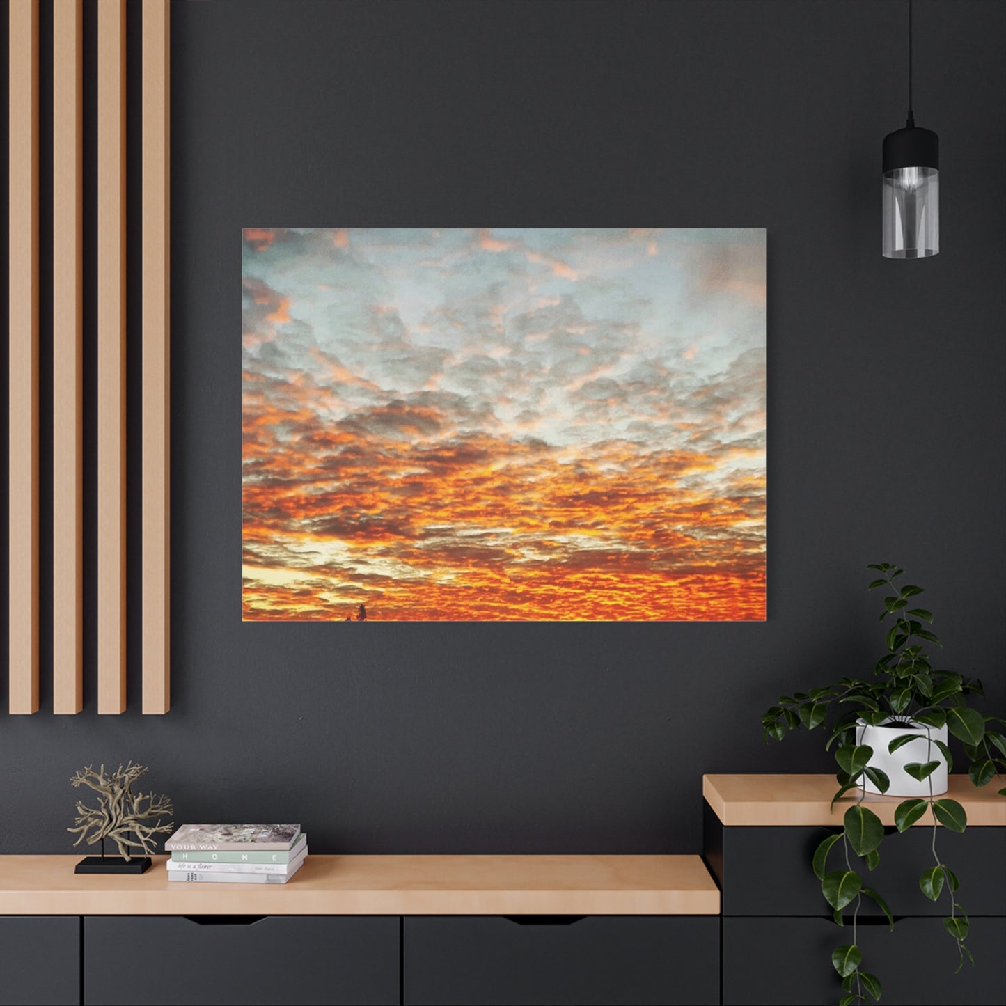 Sunset Sky Canvas Print — Orange Cloudscape Matte Stretched Wall Art