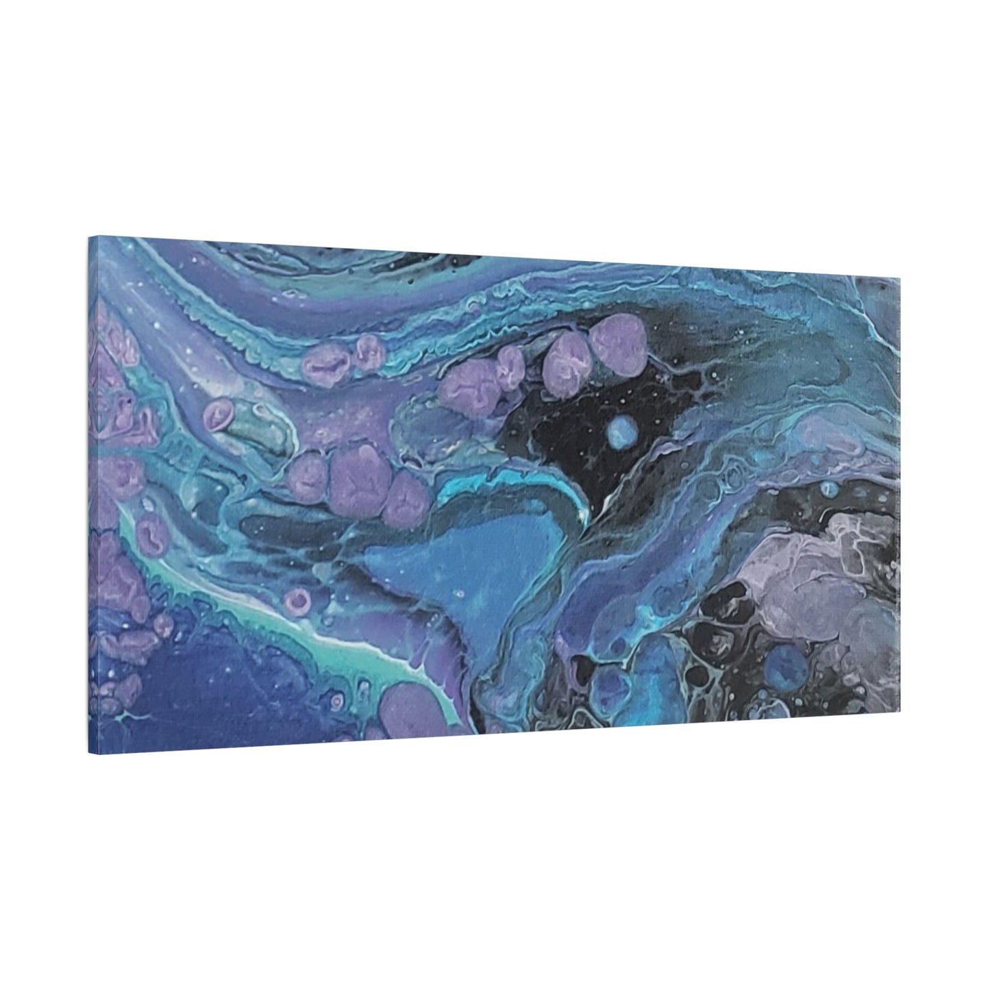 Abstract Ocean Wave Matte Canvas Print — Blue & Purple Fluid Art, Stretched 1.25"