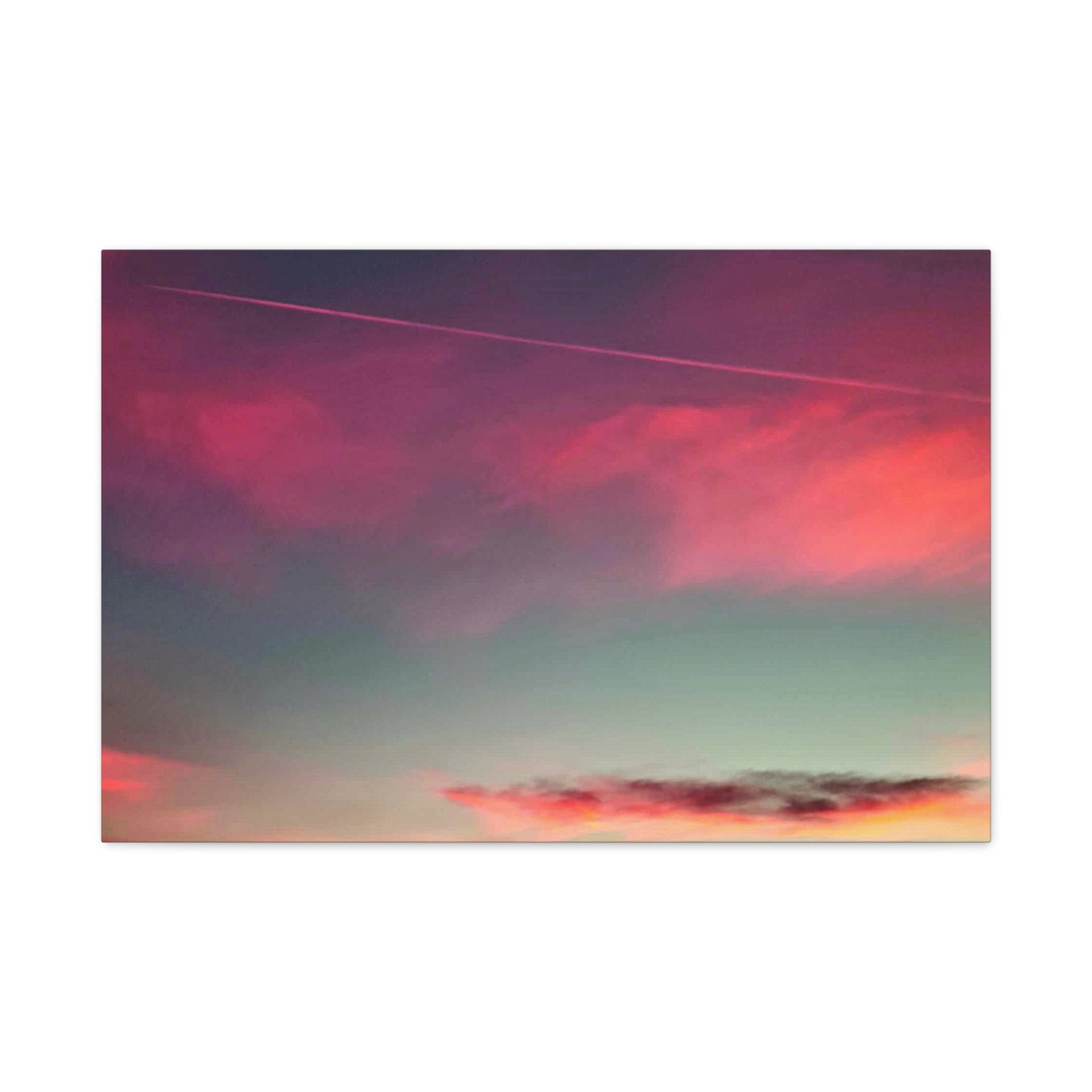 pink sky at morning - Horizon Matte Canvas Print — Vibrant Pink & Teal Sky Wall Art, Stretched 1.25"