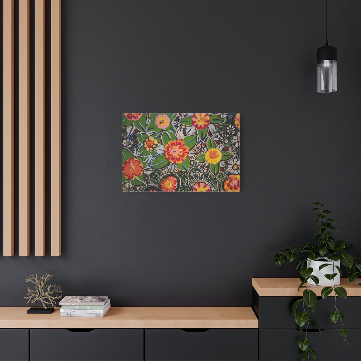 Urban_gardening-04 - Floral Pop Matte Stretched Canvas – Colorful Hand-Painted Garden Wall Art