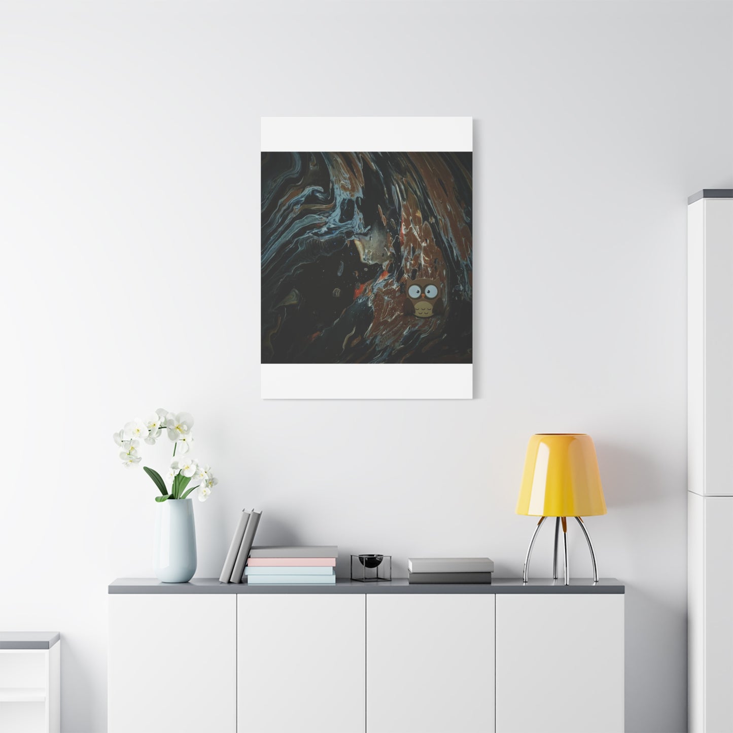 Abstract Swirl Owl Matte Canvas Print