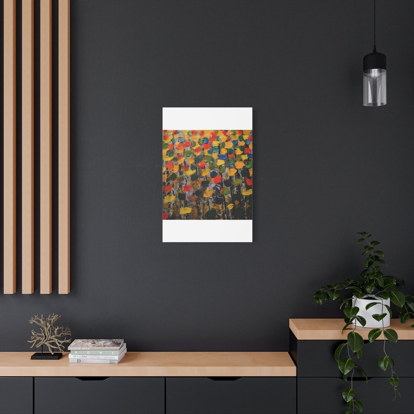 birch trees with color strokes - Abstract Color Bloom Matte Canvas Wall Art — Stretched 1.25"
