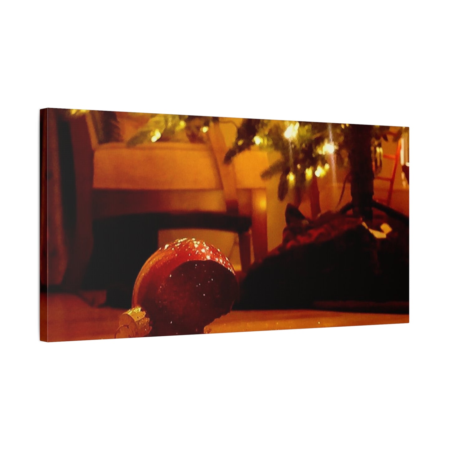 Christmas Tree Ornament Photo Canvas – Cozy Holiday Still Life Wall Art