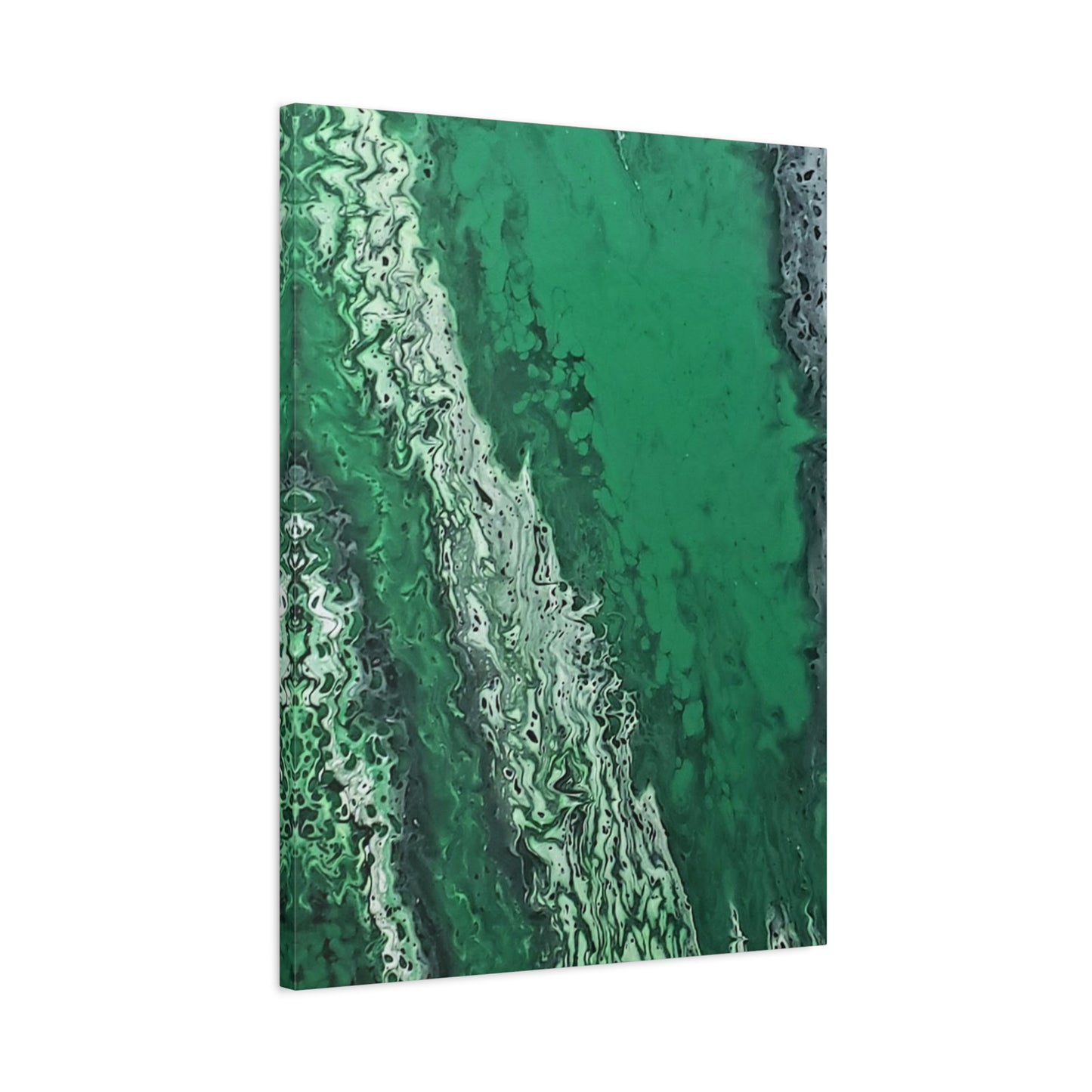 Emerald Wave Abstract Canvas Print — Matte Stretched Wall Art