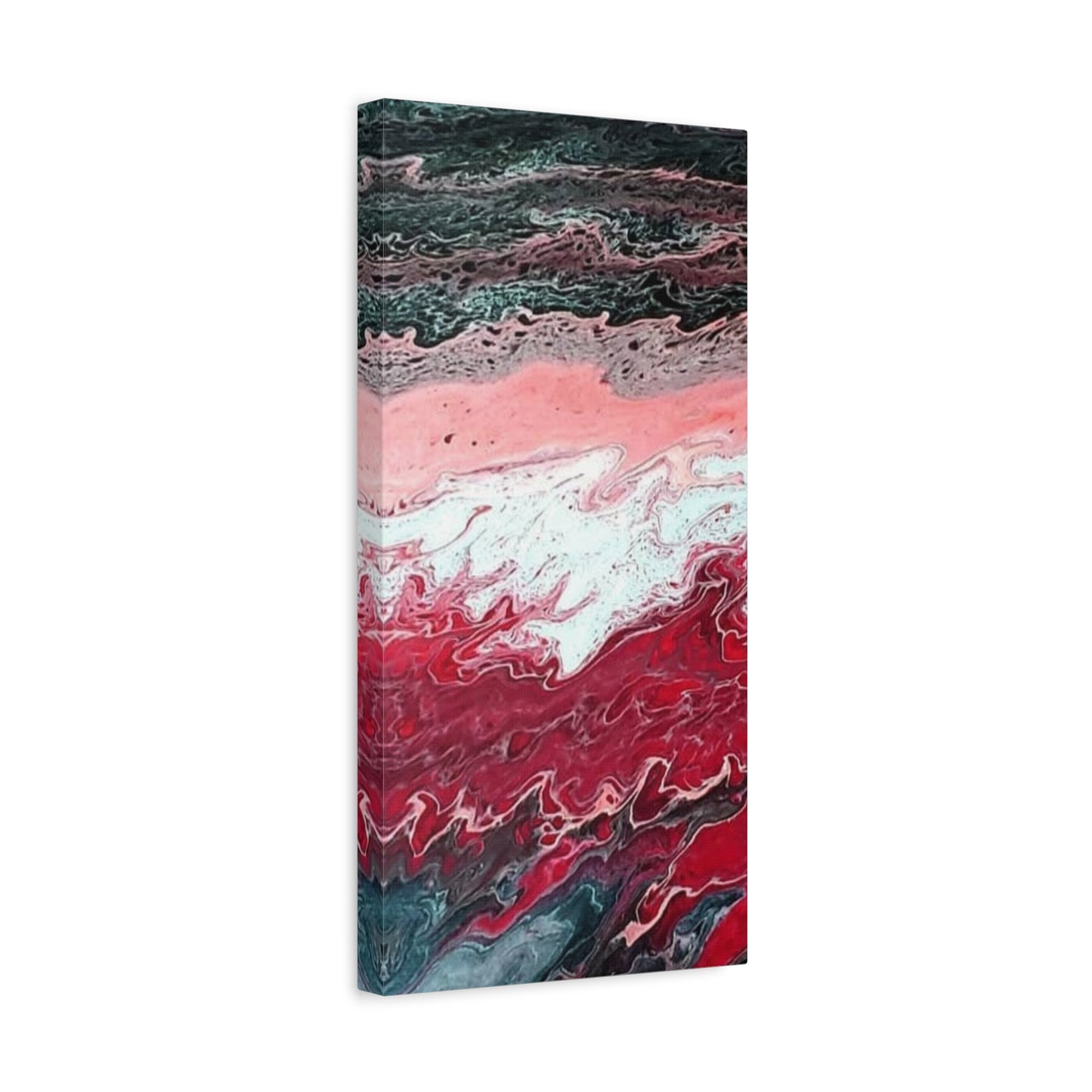 Abstract Pink & Red Fluid Art Canvas — Matte Stretched Wall Art