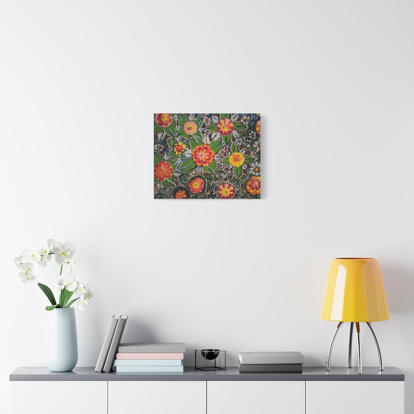 Urban_gardening-04 - Floral Pop Matte Stretched Canvas – Colorful Hand-Painted Garden Wall Art