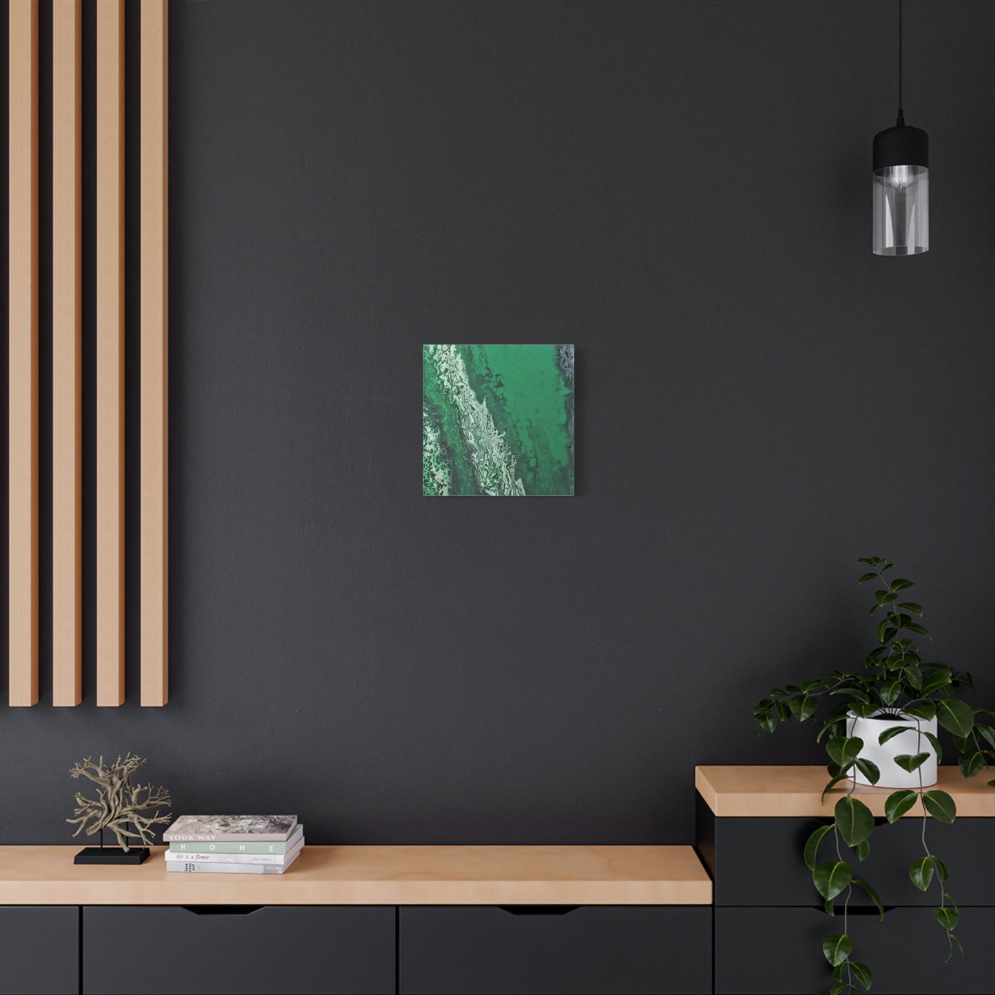 Emerald Wave Abstract Canvas Print — Matte Stretched Wall Art