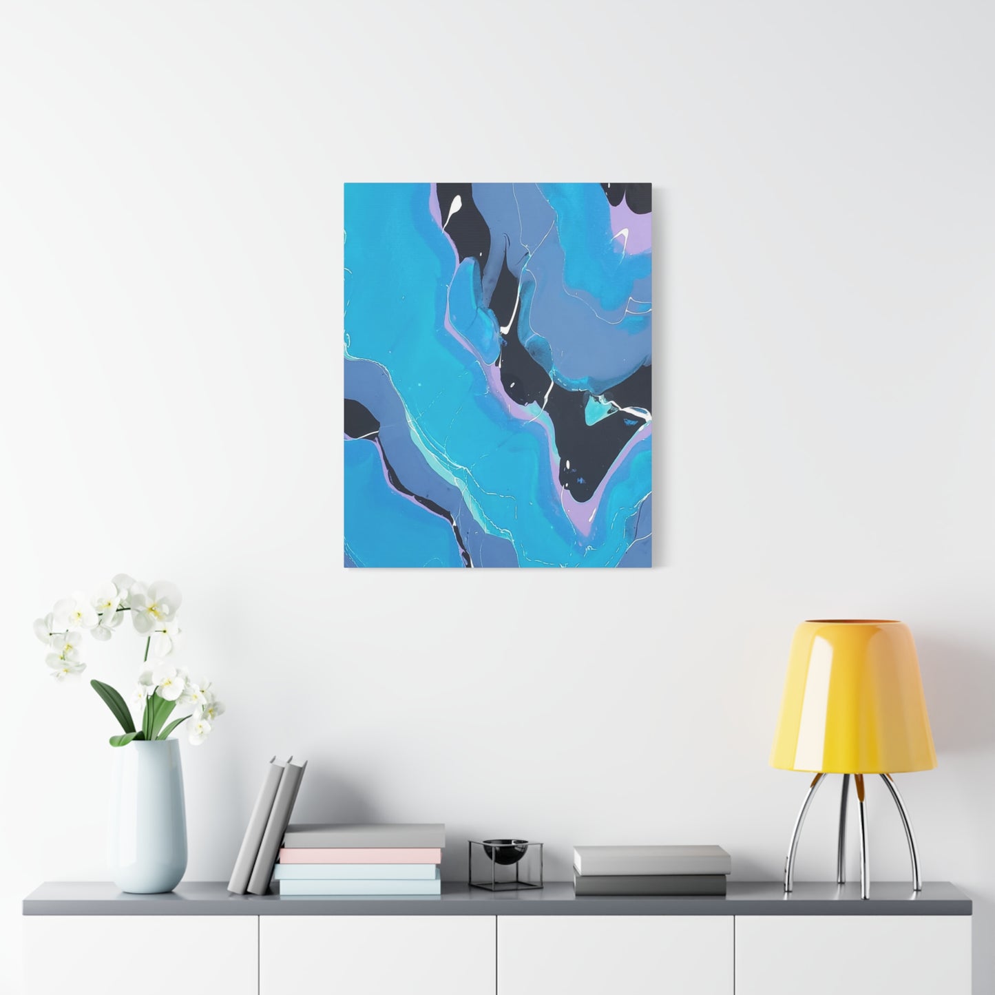 Abstract Blue Fluid Art Canvas Print — Matte Stretched Wall Art 1.25"