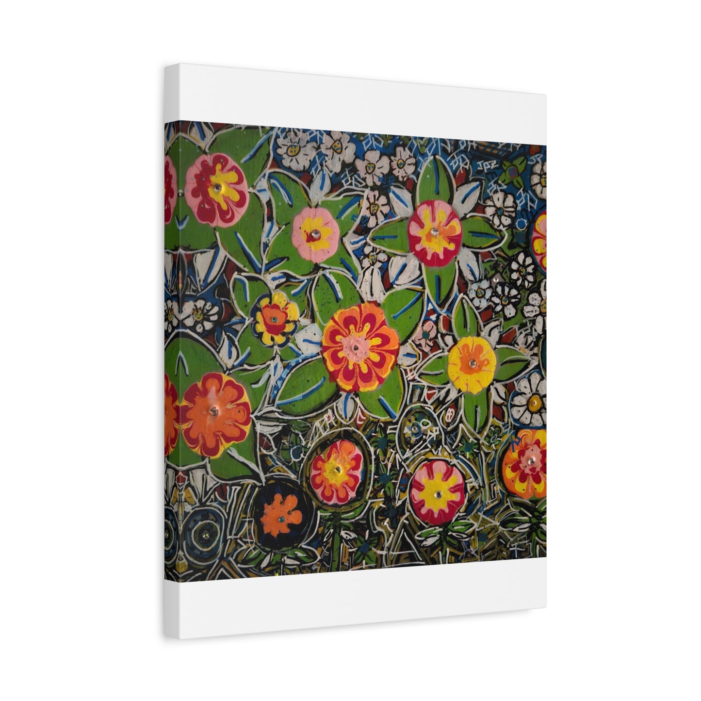 Urban_gardening-04 - Floral Pop Matte Stretched Canvas – Colorful Hand-Painted Garden Wall Art