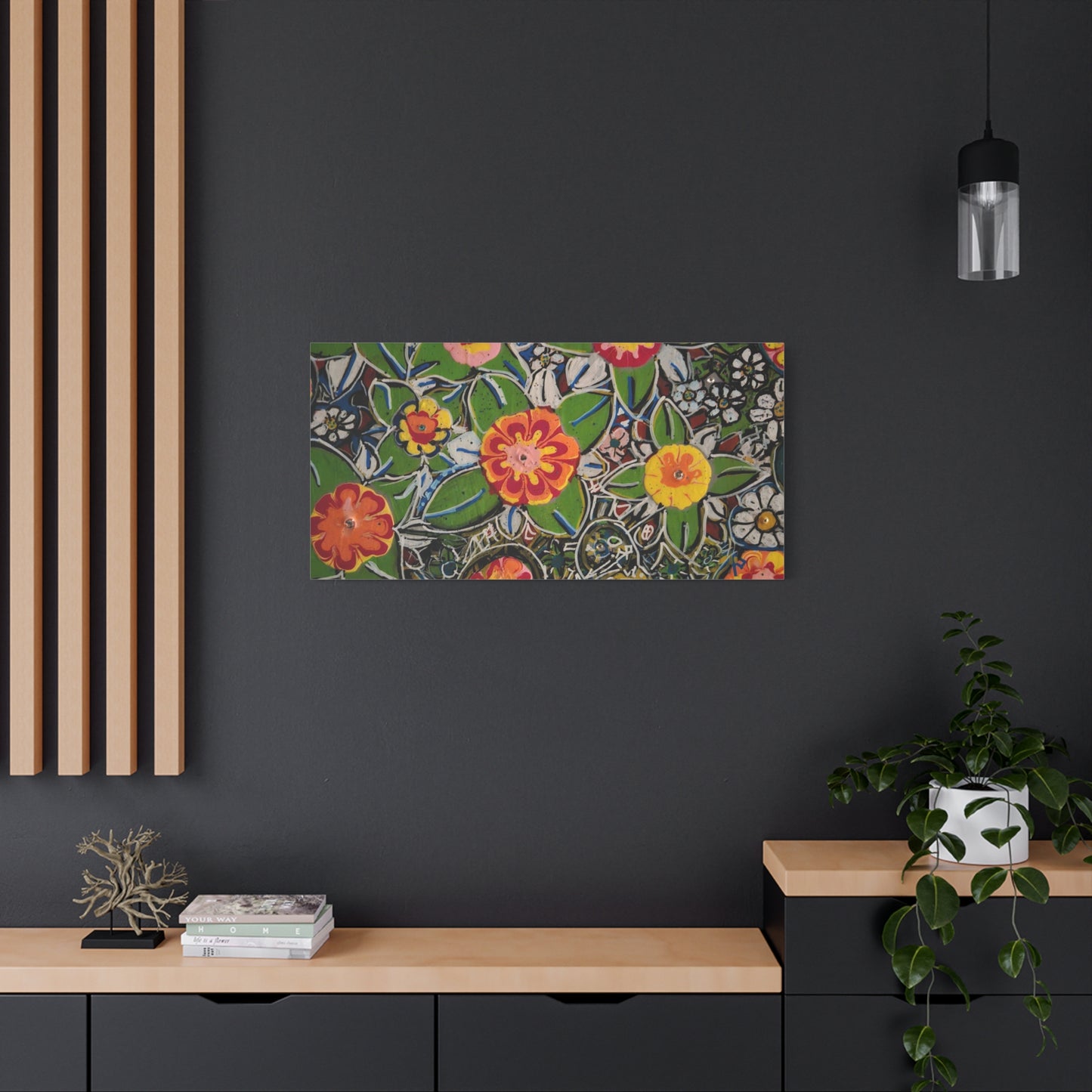 Urban_gardening-04 - Floral Pop Matte Stretched Canvas – Colorful Hand-Painted Garden Wall Art